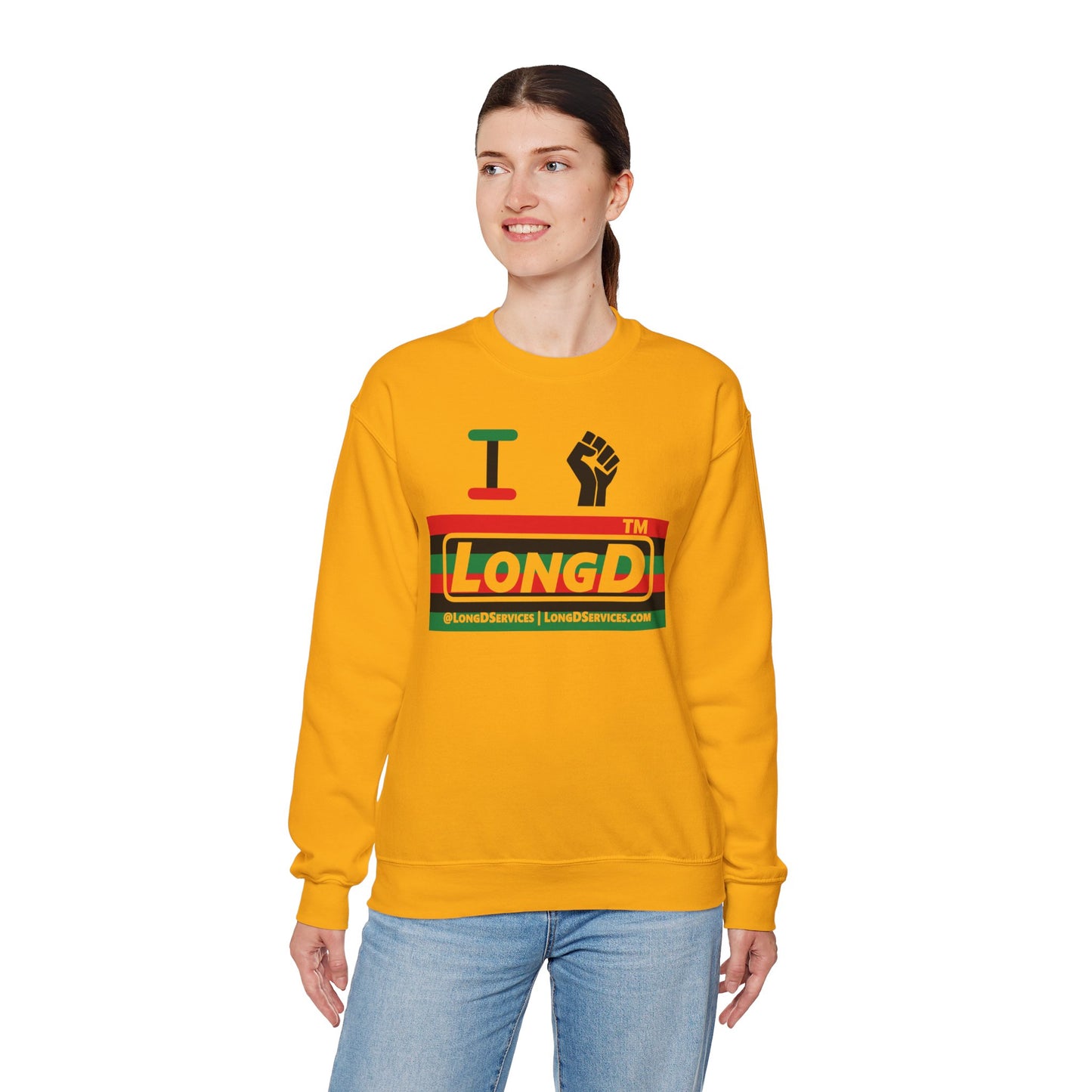 I fist LongD negative horizontal 6-striped tag-domain logo crewneck sweatshirt
