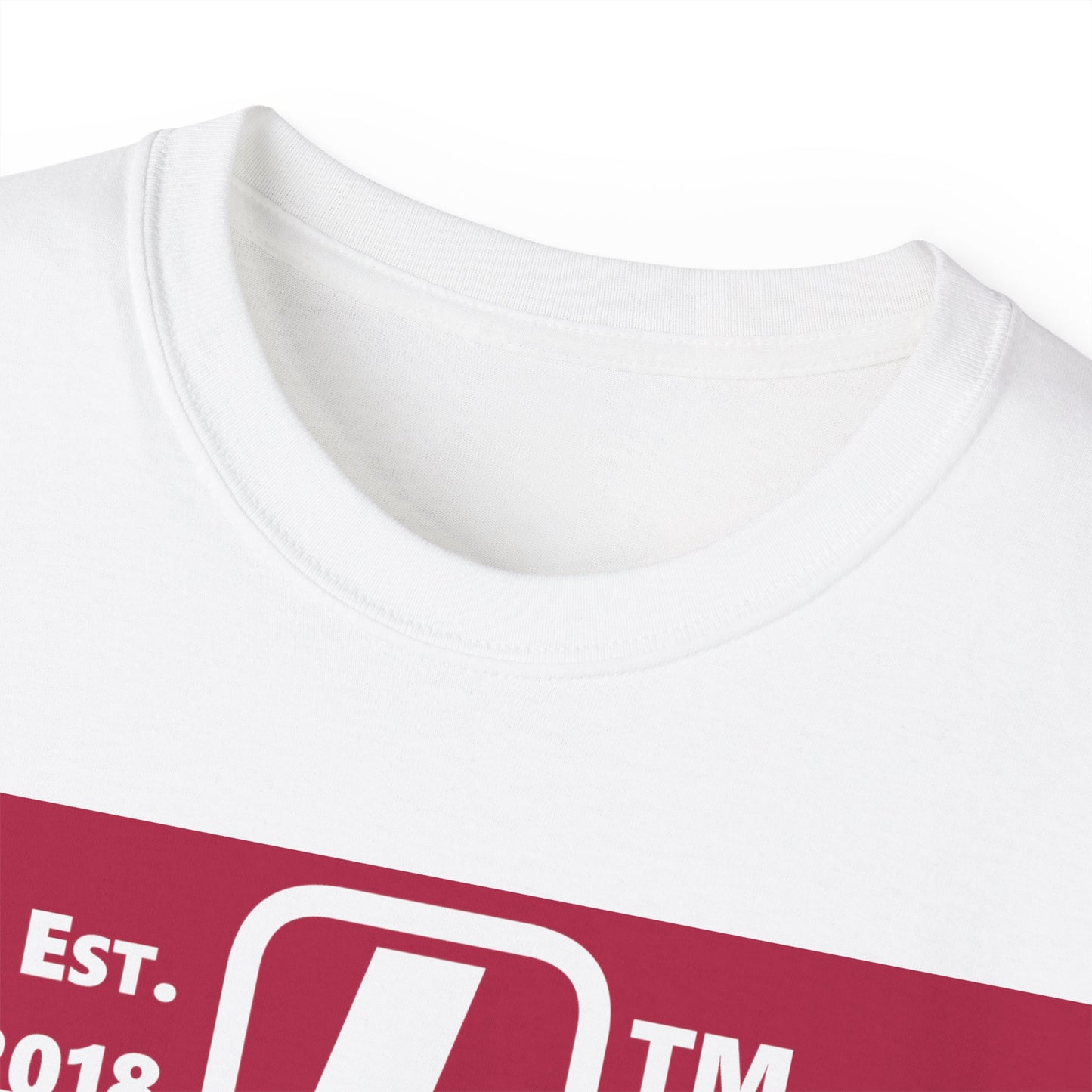 LongD cotton tee negative horizontal 6-striped Hyde Park upright logo (Patriotic colors)