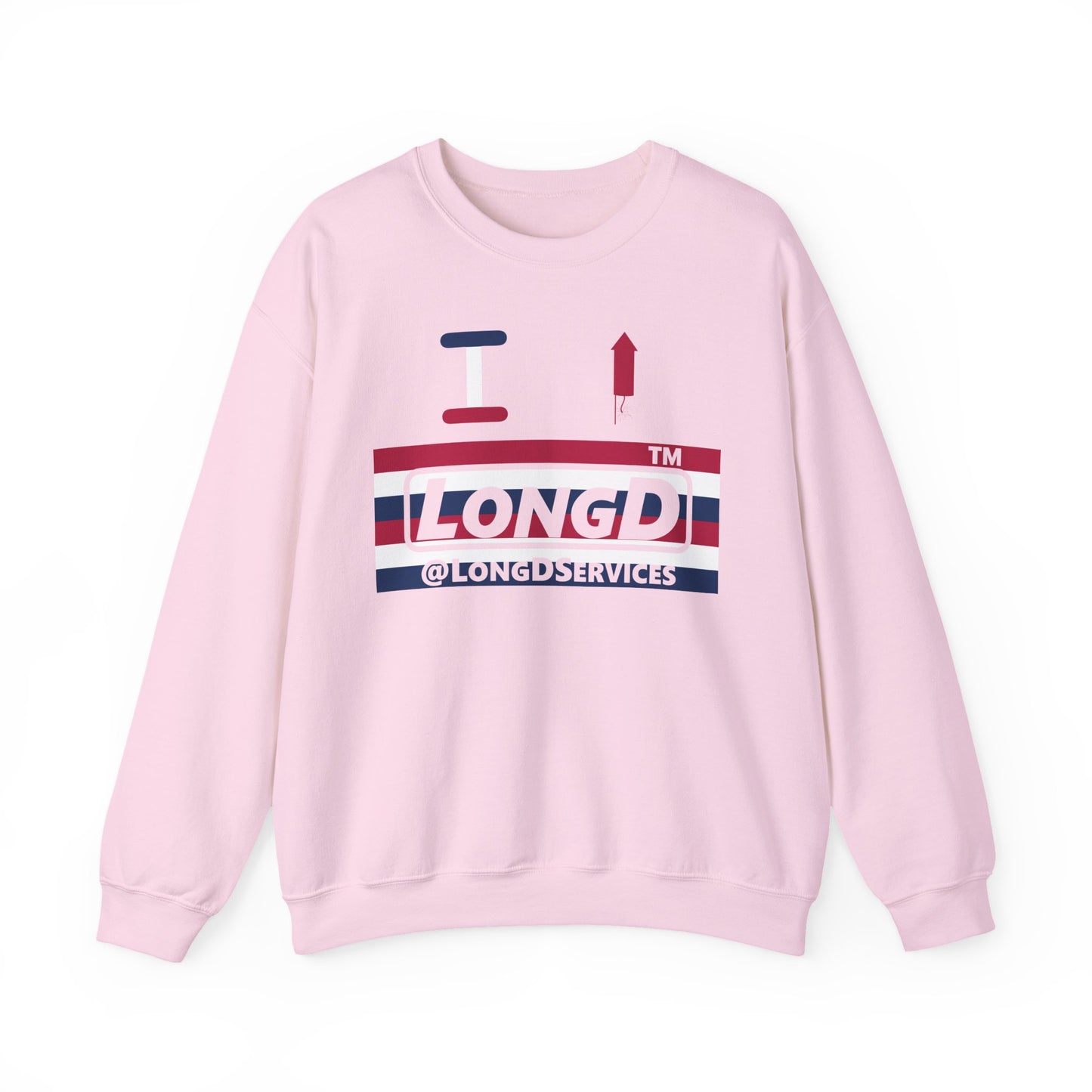 I firecracker LongD negative horizontal 6-striped tag logo crewneck sweatshirt