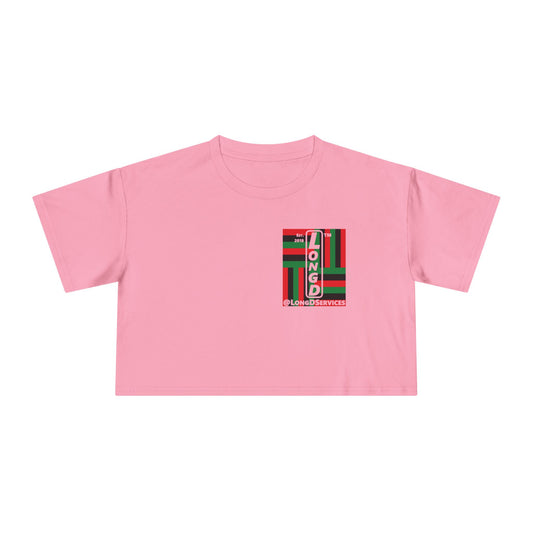 Negative windmill upright single-breasted tag logo crop tee (Juneteenth colors)