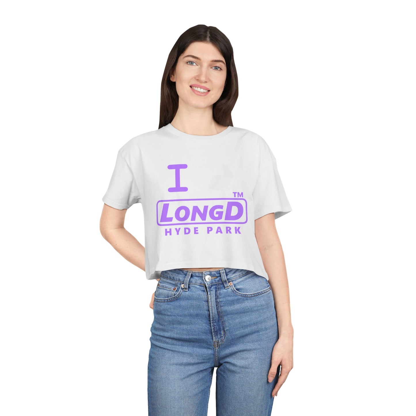 I Bunny LongD positive lavender Hyde Park Logo Crop Tee