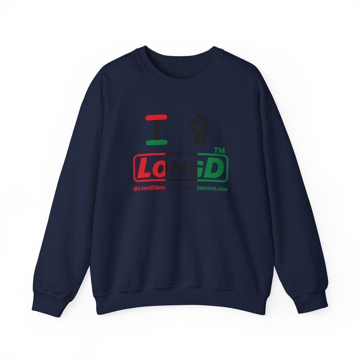 I fist LongD positive vertical 3-striped tag-domain logo crewneck sweatshirt