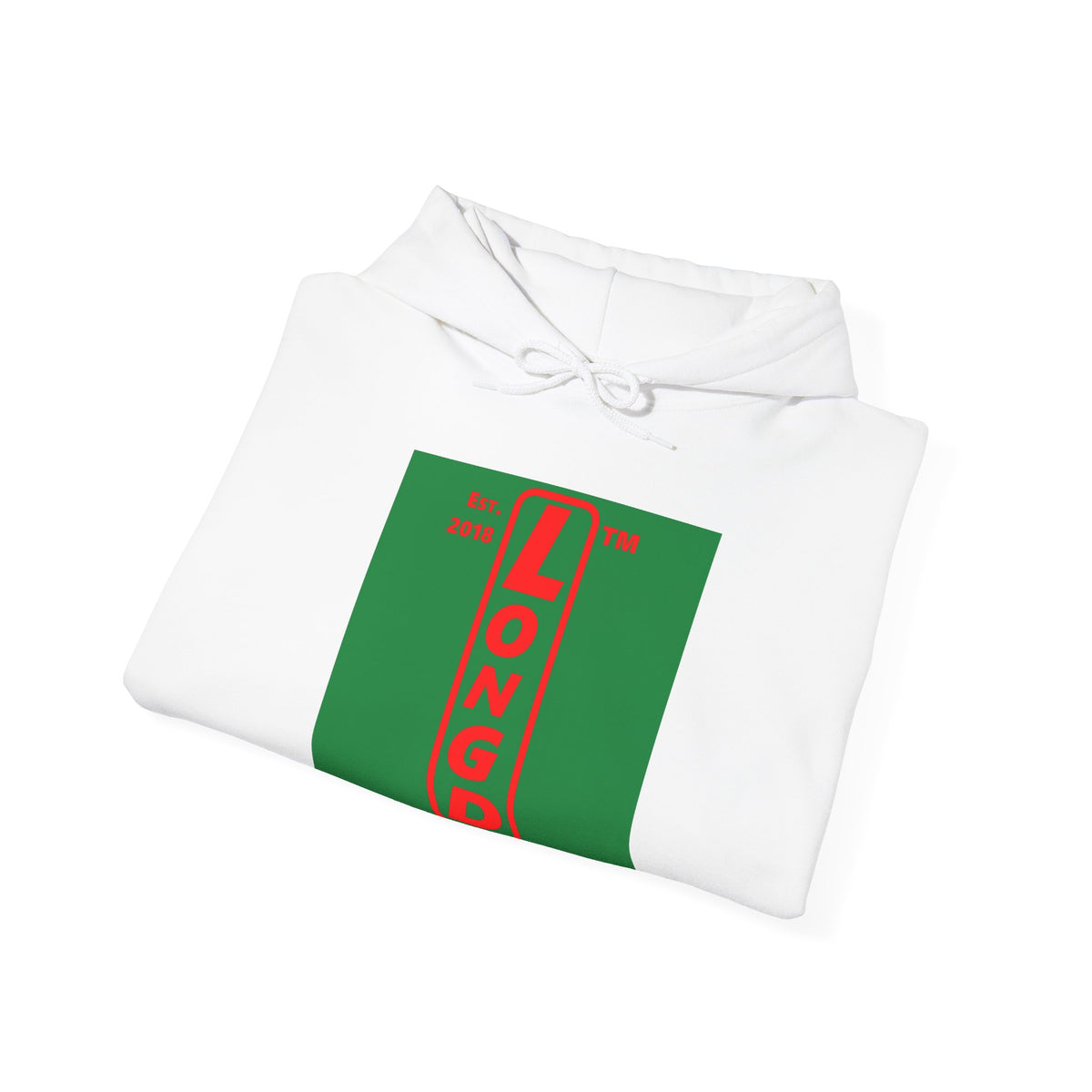 LongD Chicago upright logo positive red on negative green (Xmas colors) hoodie