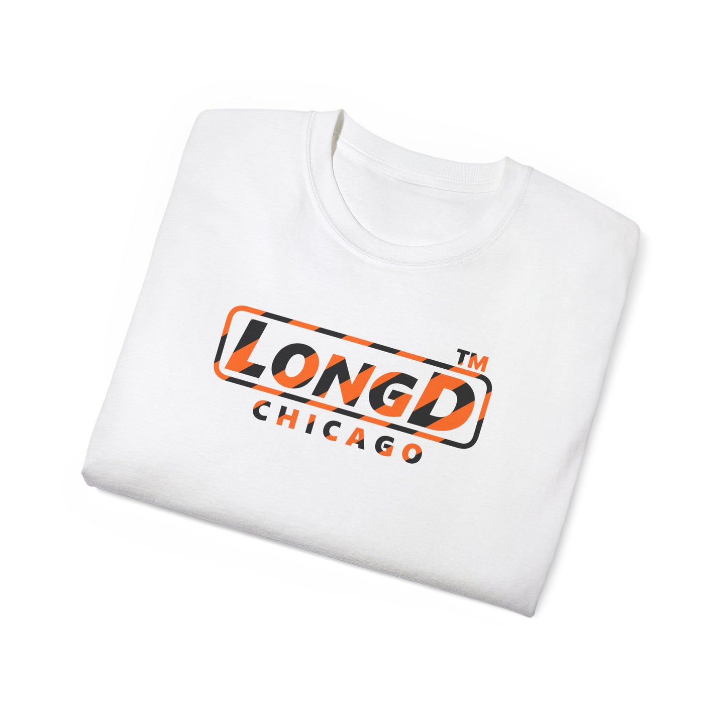 LongD Chicago positive 12-striped 4-print logo (Halloween colors) cotton tee