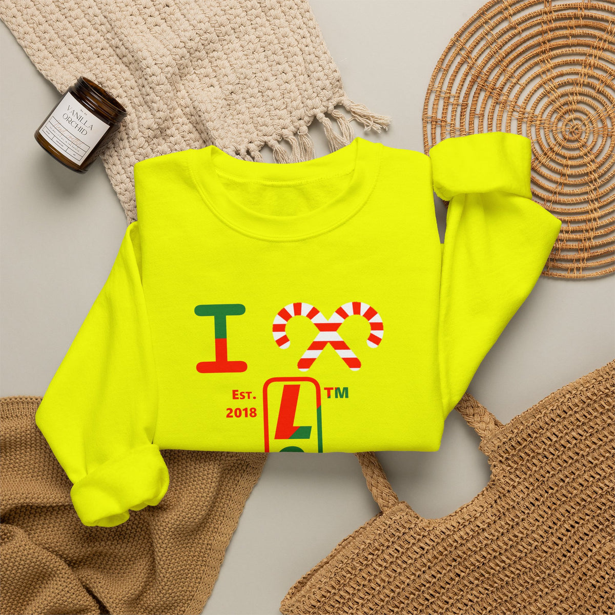 I candy cane LongD Chicago positive upright pixel-weighted 4-striped 4-print logo crewneck sweatshirt