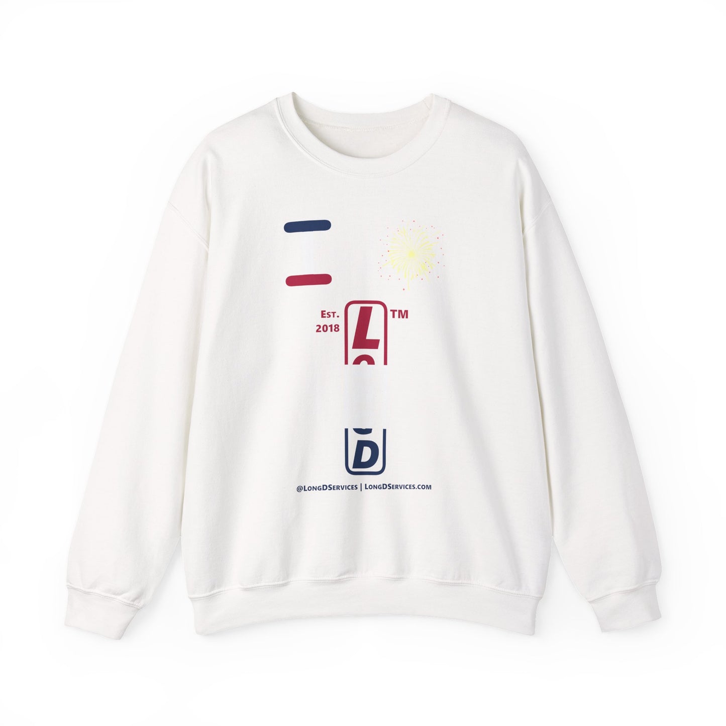 I Burst LongD positive horizontal 3-striped tag-domain upright logo crewneck sweatshirt