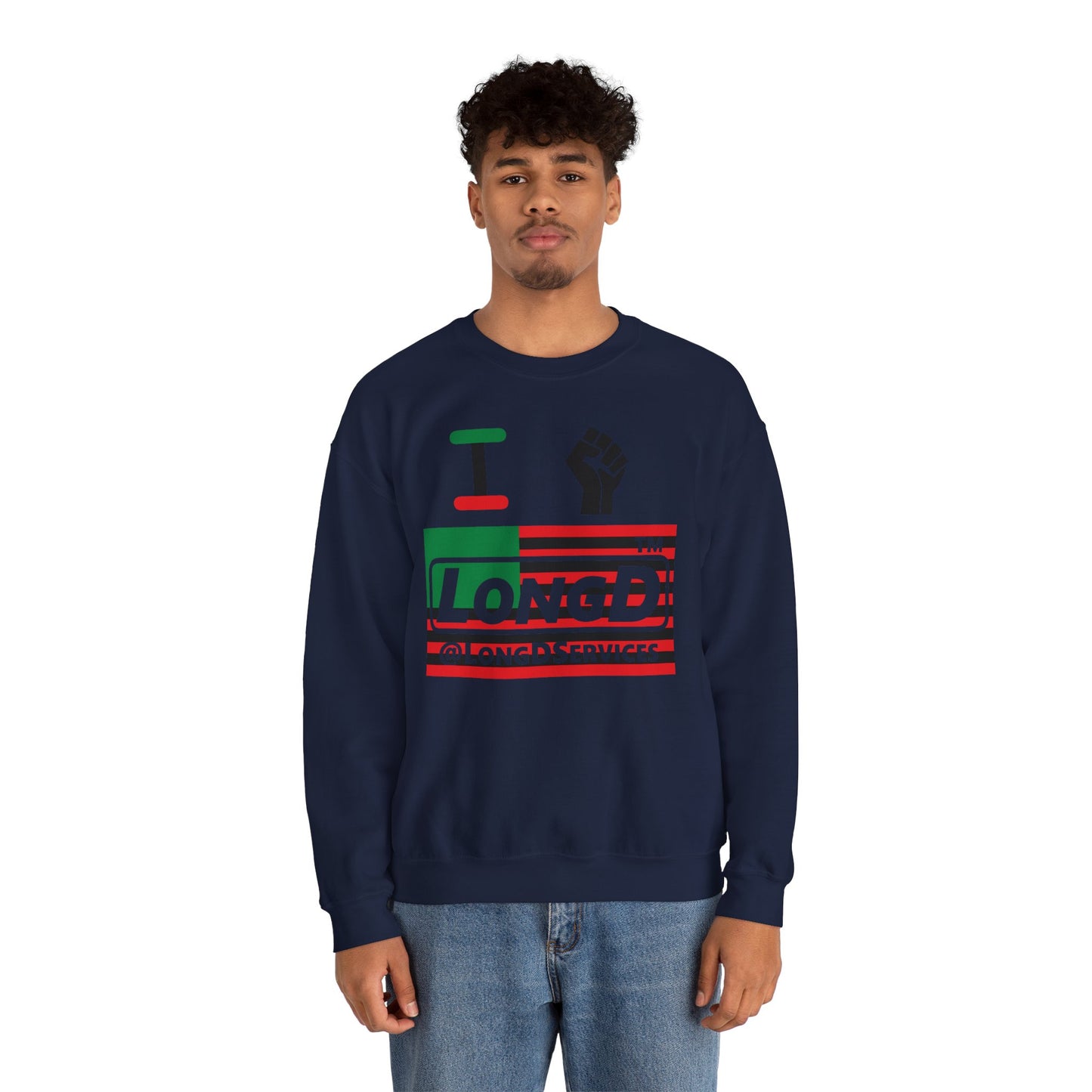 I fist LongD negative flag tag logo crewneck sweatshirt