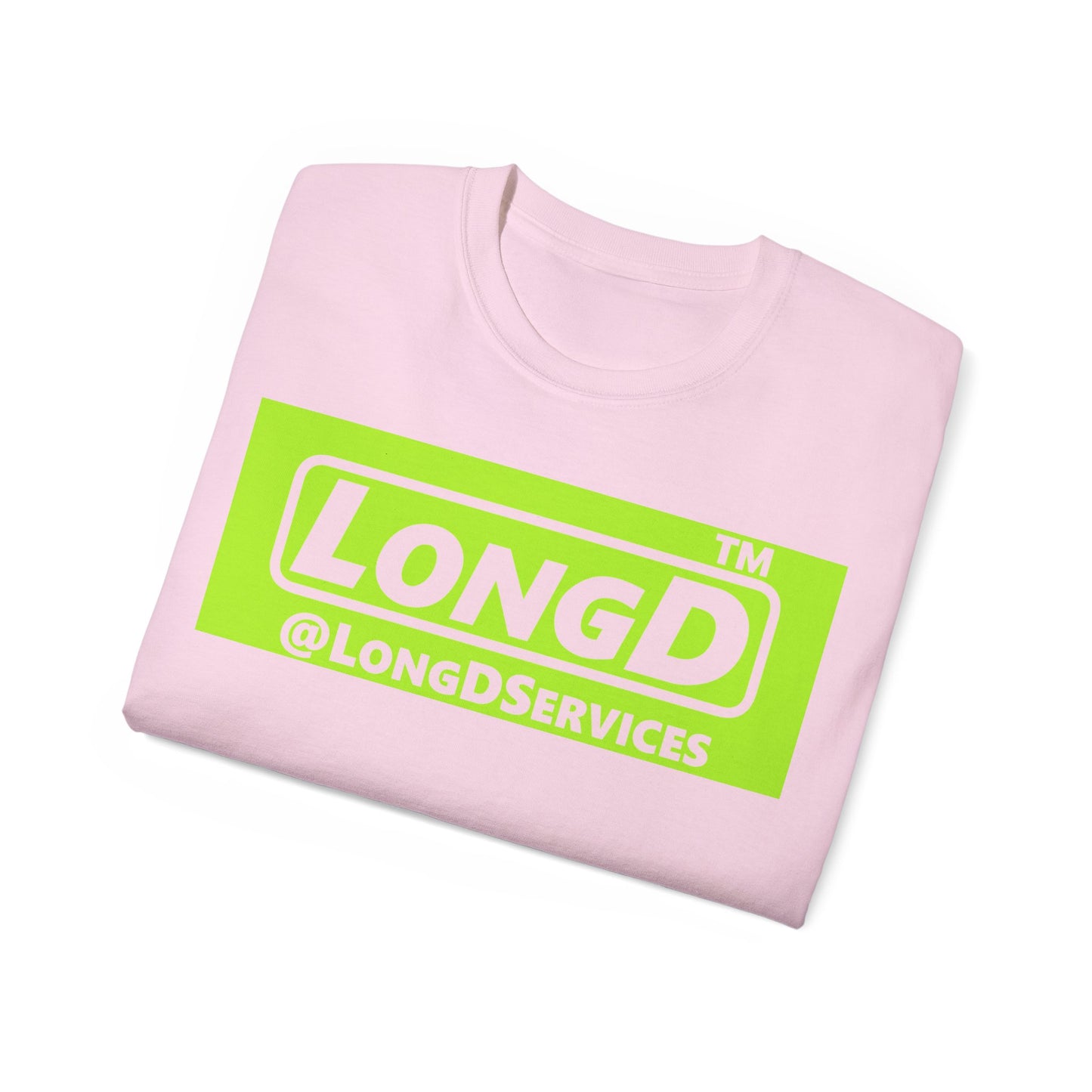 LongD® negative lime green Tag Logo Cotton Tee