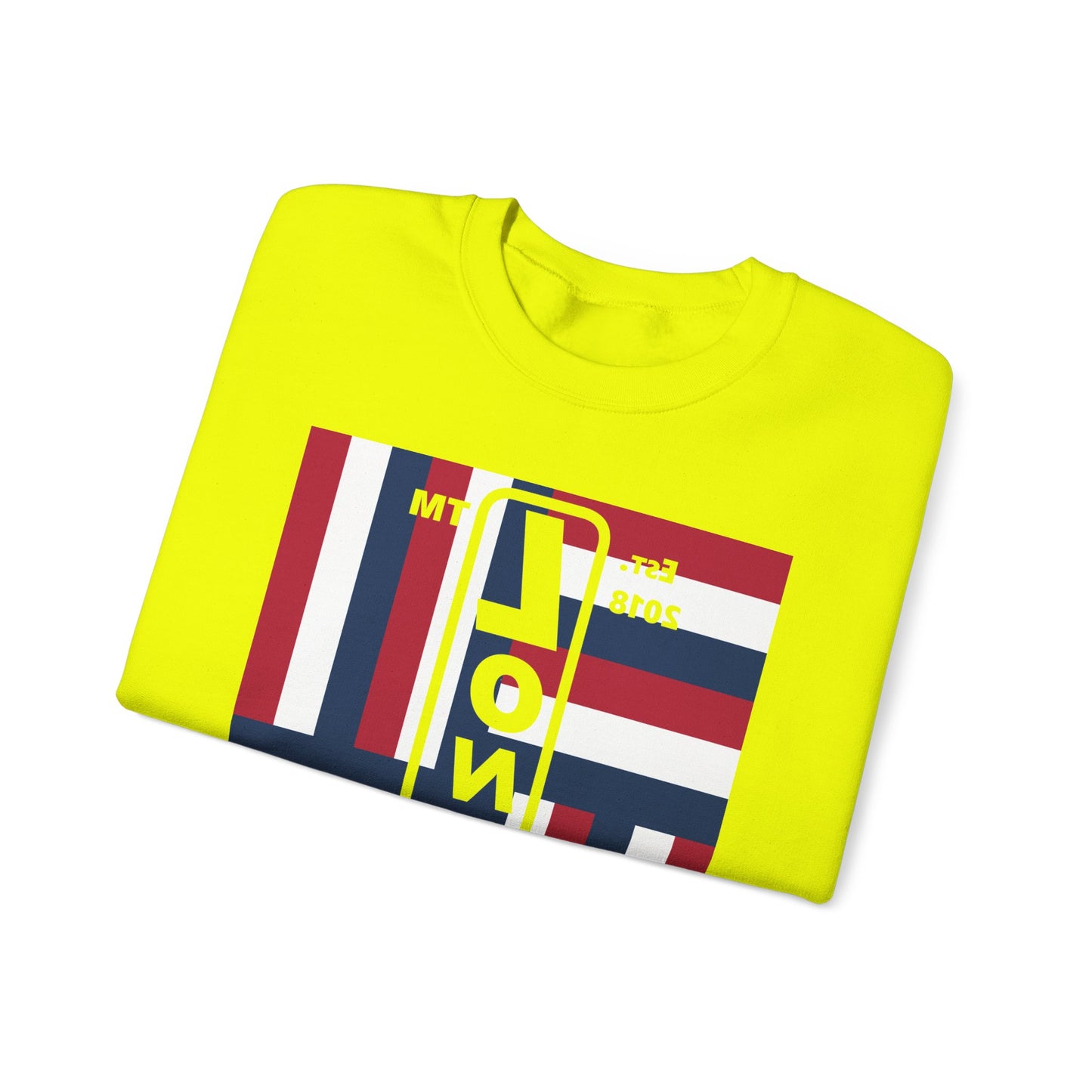 LongD negative rotated windmill Hyde Park front-back upright logo crewneck sweatshirt (patriotic colors)