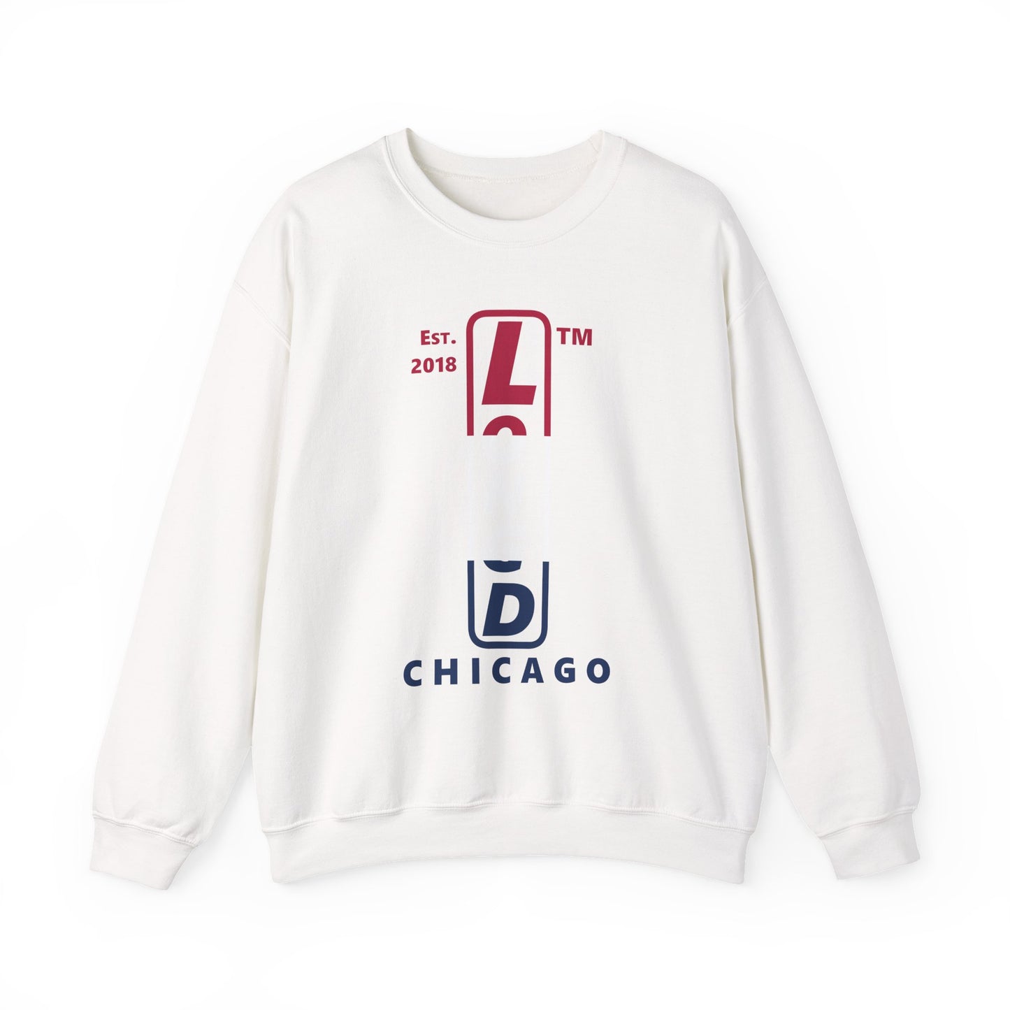 LongD positive horizontal 3-striped Chicago logo crewneck sweatshirt (patriotic colors)