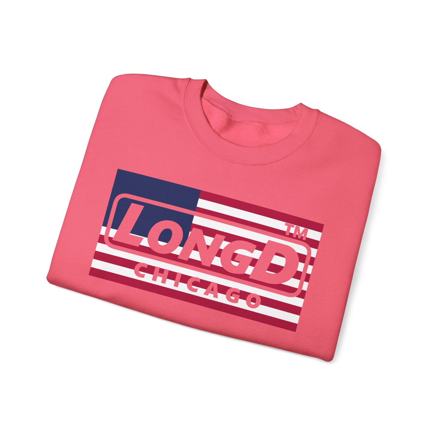 LongD negative flag Chicago logo crewneck sweatshirt (patriotic colors)