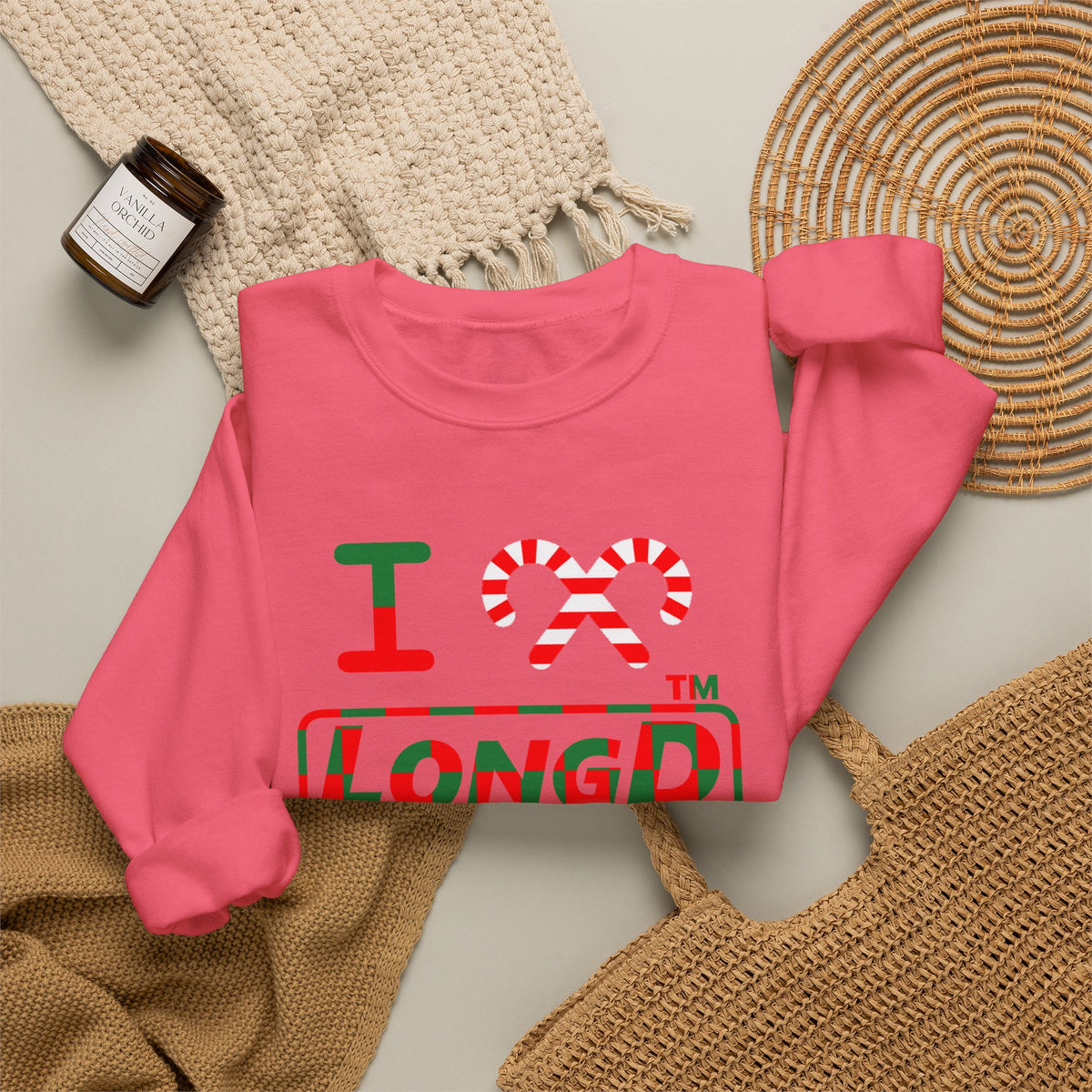 I candy cane LongD Chicago positive checkered logo crewneck sweatshirt