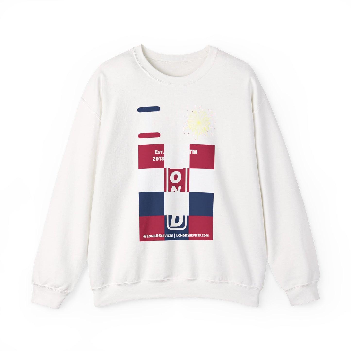 I Burst LongD negative 4x3 tag-domain upright logo crewneck sweatshirt