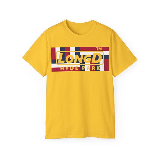 LongD negative modified windmill Hyde Park logo cotton tee (patriotic colors)