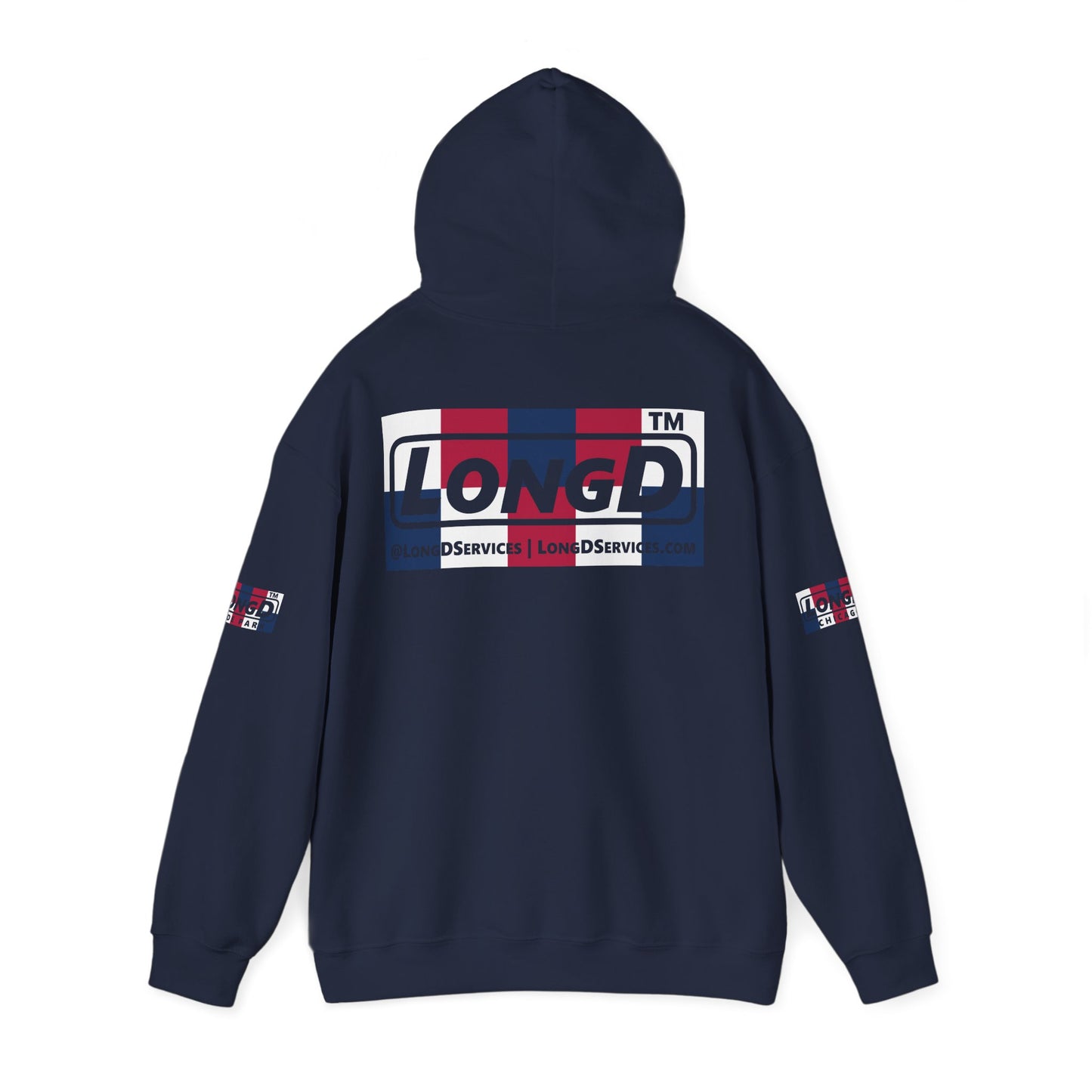 I firecracker LongD® negative 2x5 4-print double breasted tag logo hoodie