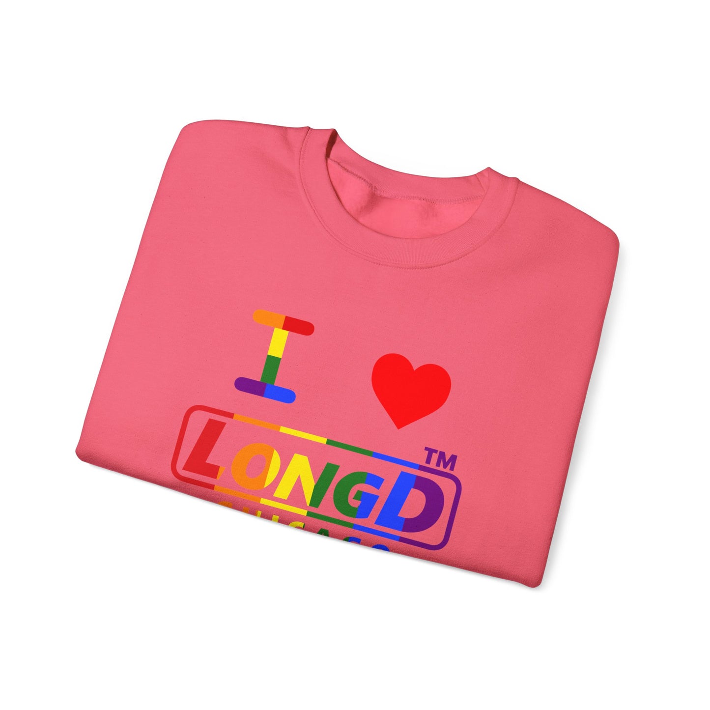 I Luv LongD positive vertical striped Chicago logo crewneck sweatshirt (Pride colors)