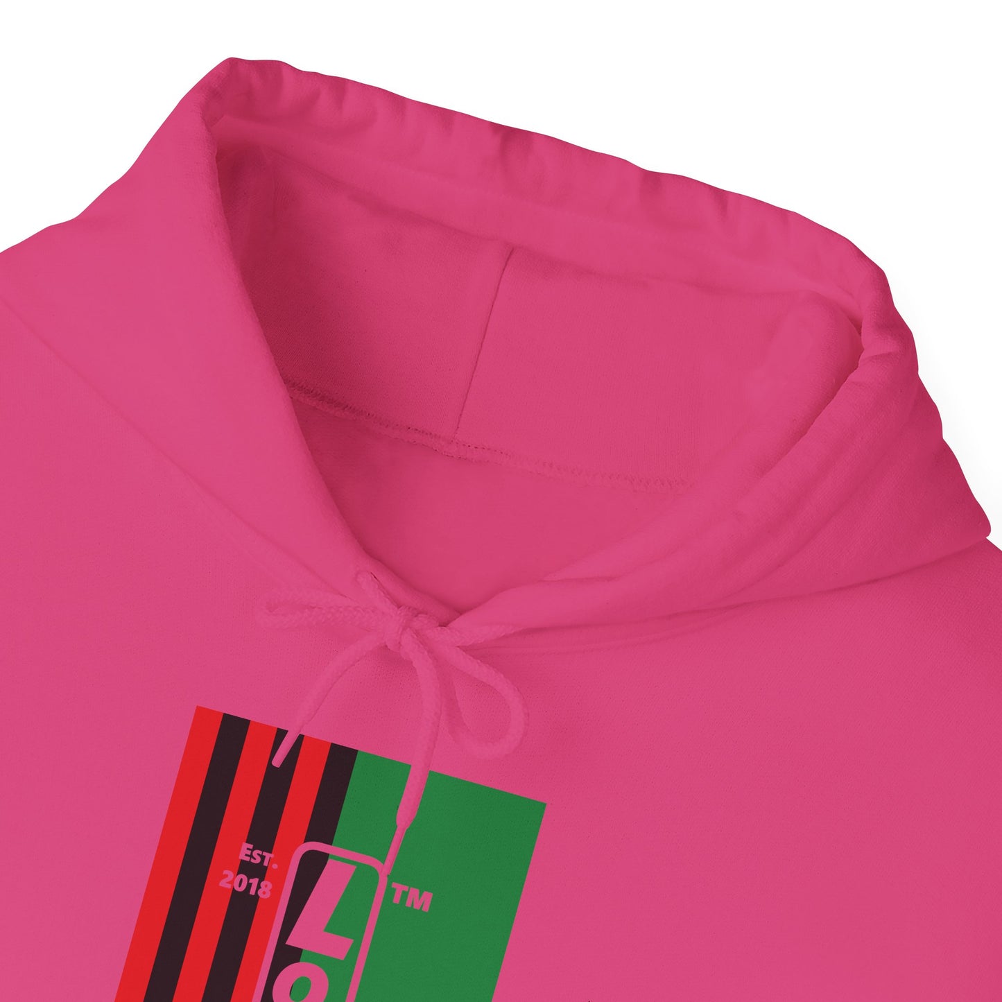 LongD® negative cropped flag upright Hyde Park logo hoodie (Juneteenth colors)