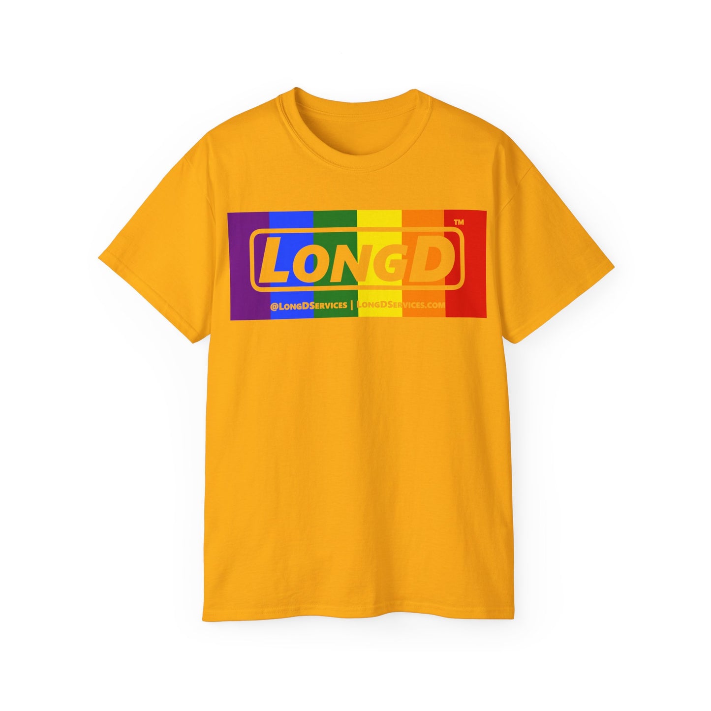 LongD® Logo Cotton Tee Pride rainbow negative text
