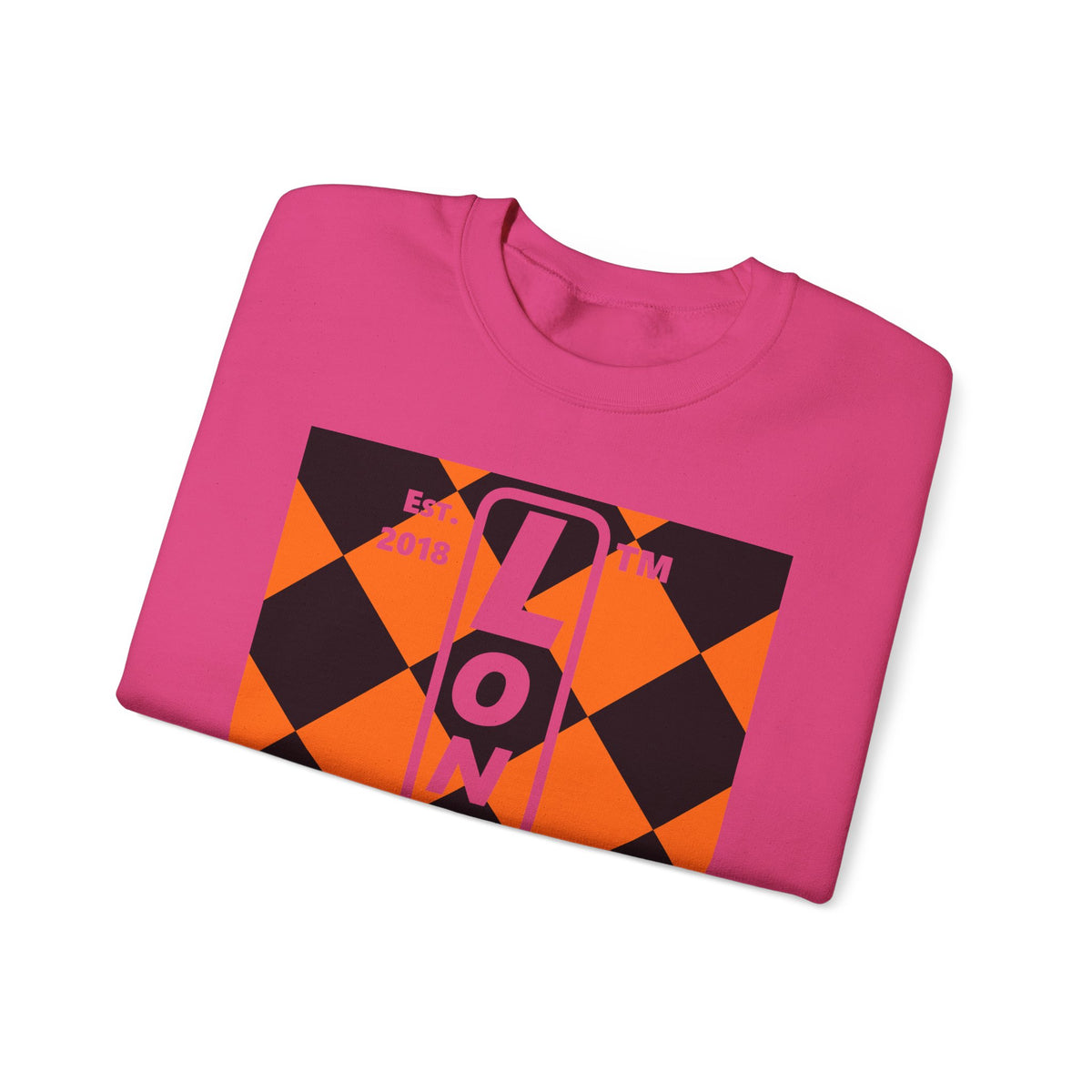LongD Hyde Park negative upright argyle logo (Halloween colors) crewneck sweatshirt