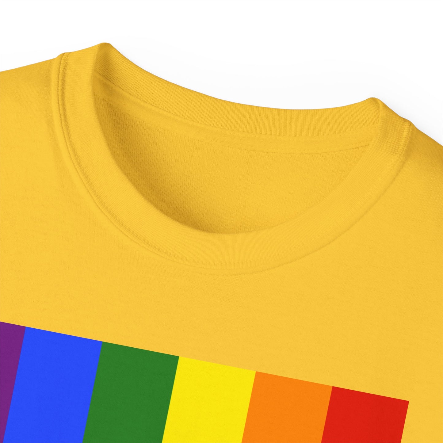 LongD® Logo Cotton Tee Pride rainbow vertical flag negative text