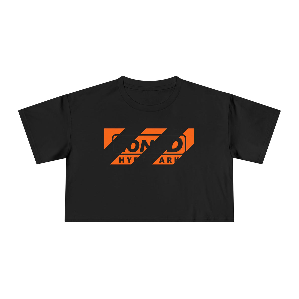 LongD Hyde Park negative diagonal 6-striped front-back logo (Halloween colors) crop tee