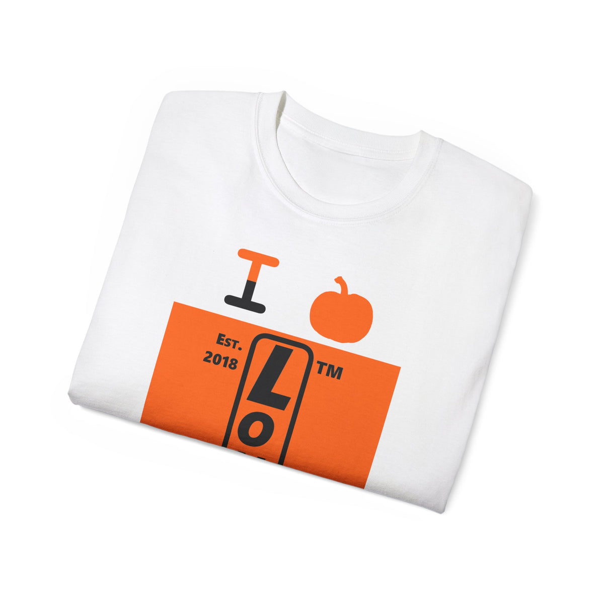 I pumpkin LongD Chicago upright logo positive black on negative orange cotton tee
