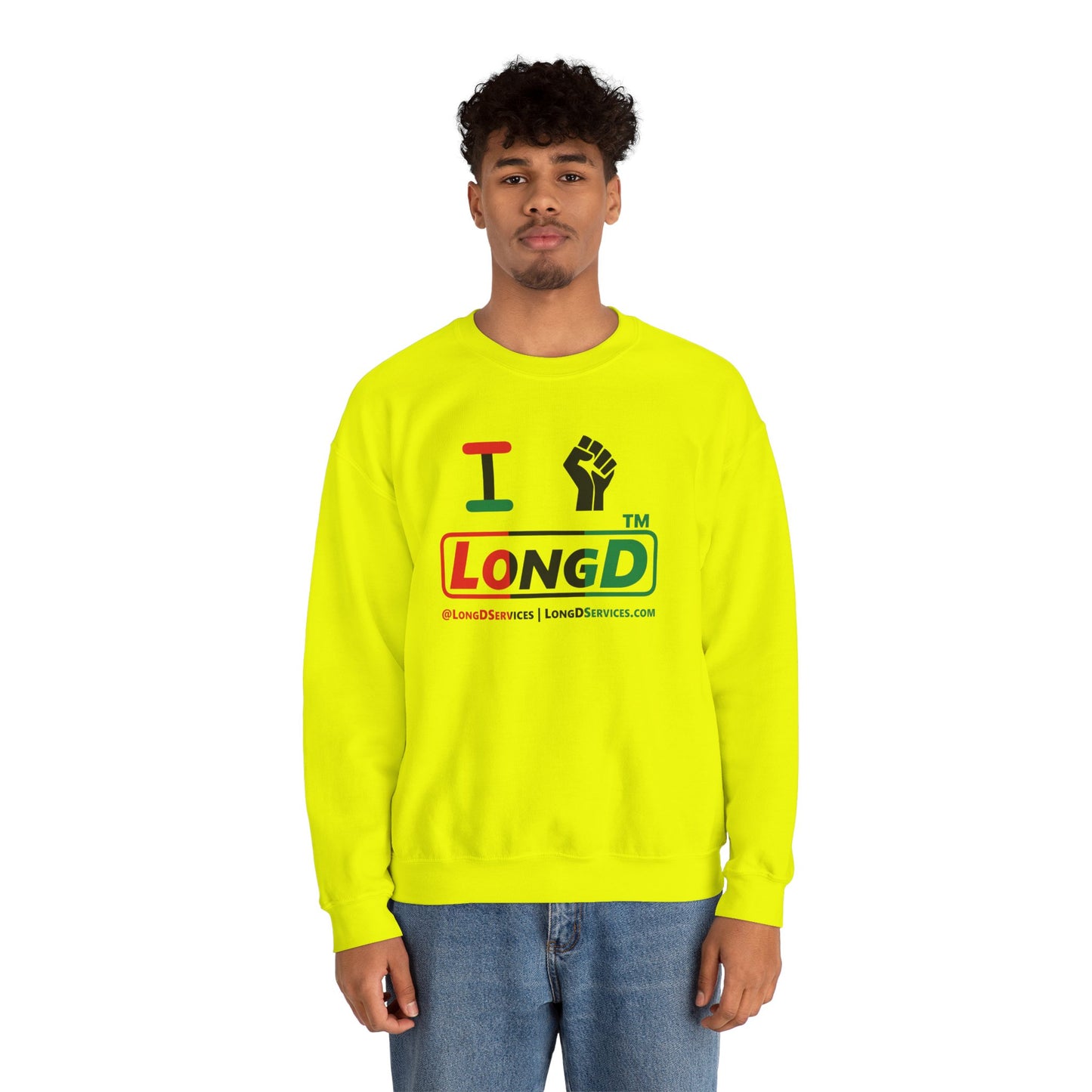 I fist LongD positive vertical 3-striped tag-domain logo crewneck sweatshirt