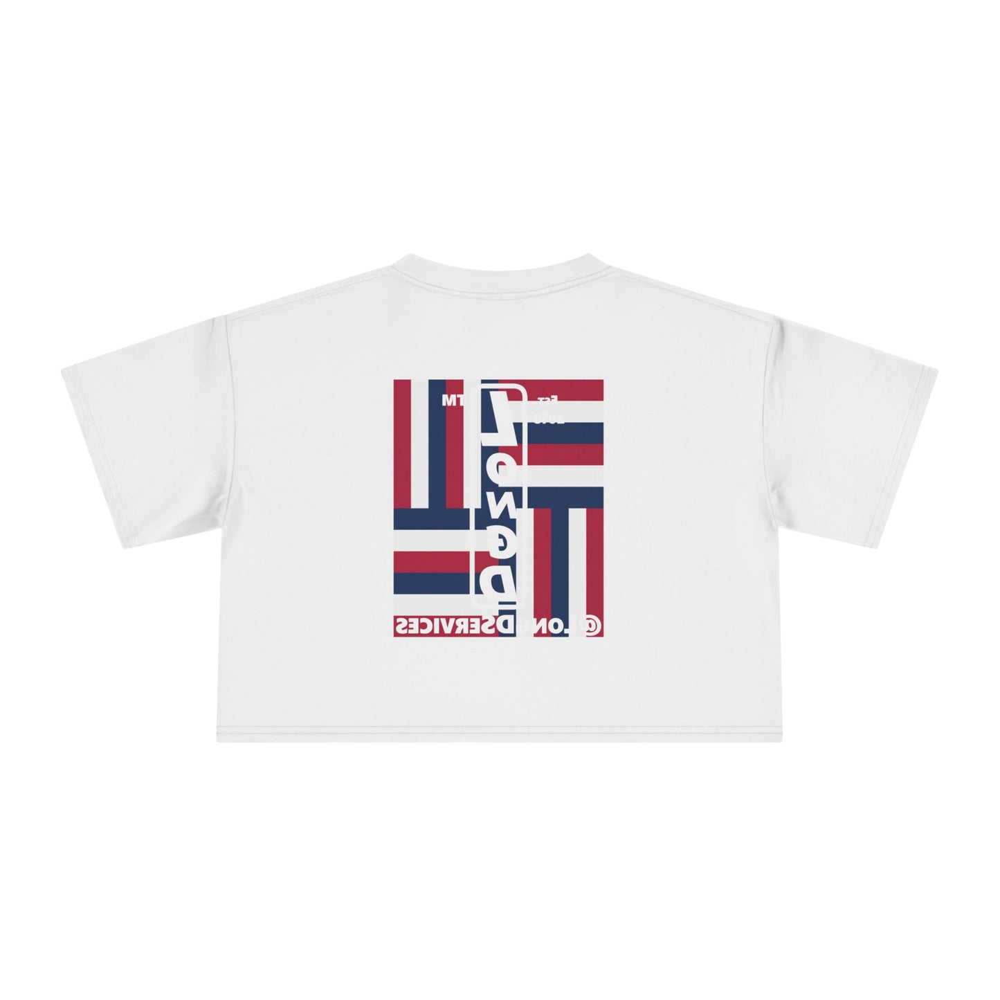 I burst LongD negative windmill upright front-reversed back tag logo crop tee