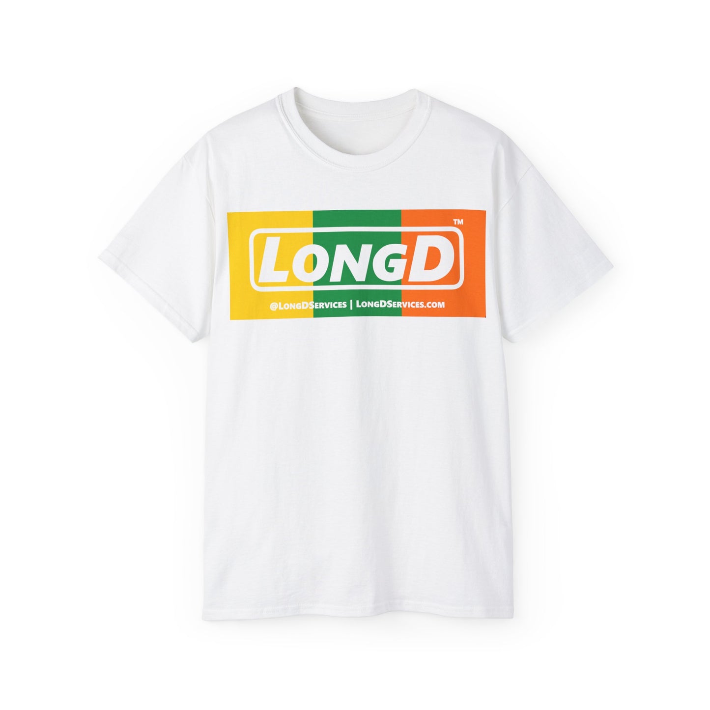 LongD® Logo Cotton Tee (St. Patrick's Day -Irish Green, Golden Yellow and Irish Orange negative thirds)