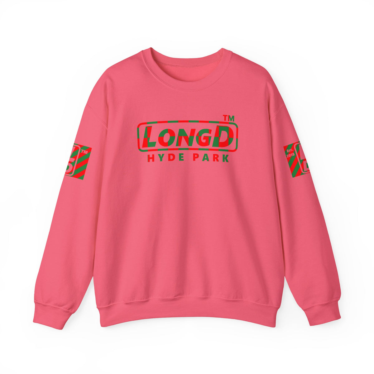 LongD Hyde Park positive checkered 4-print logo (Xmas colors) crewneck sweatshirt