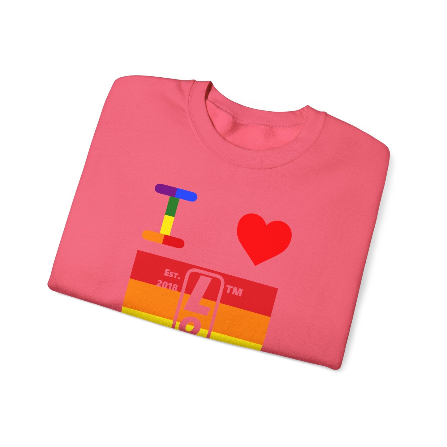 I Luv LongD negative horizontal 6-striped Hyde Park upright logo crewneck sweatshirt
