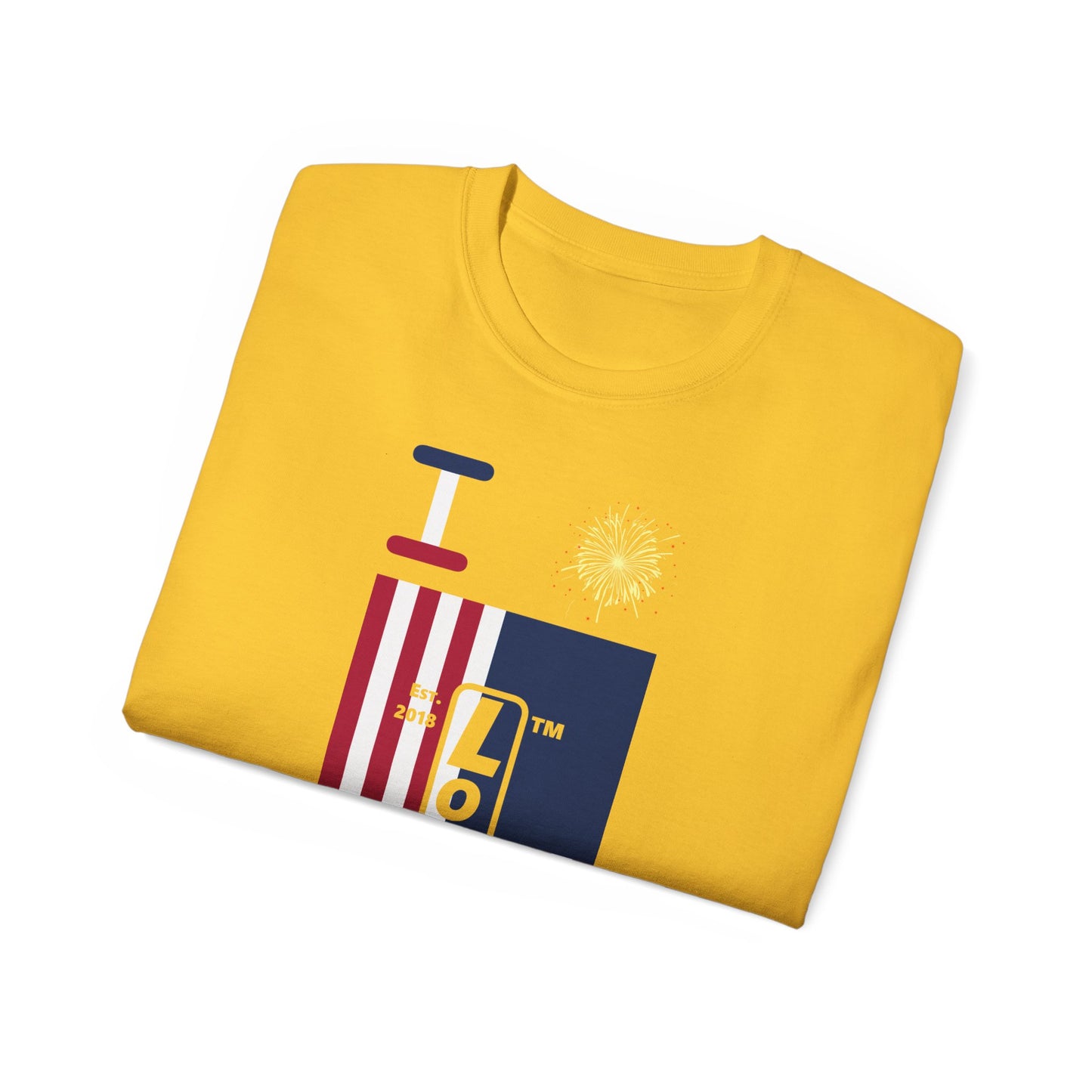 I Burst LongD cotton tee negative flag Hyde Park upright logo (Patriotic colors)