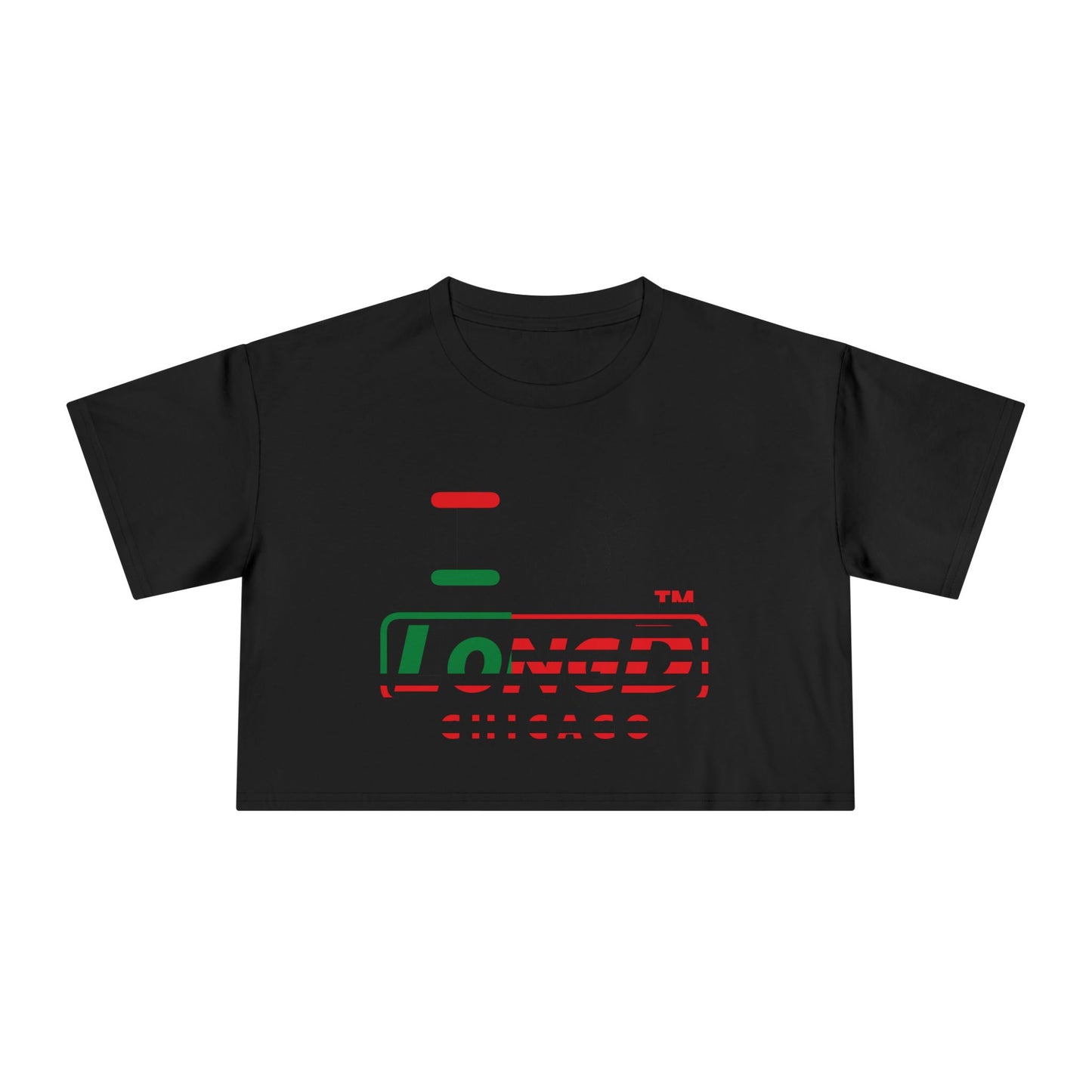 I fist LongD positive flag Chicago logo crop tee