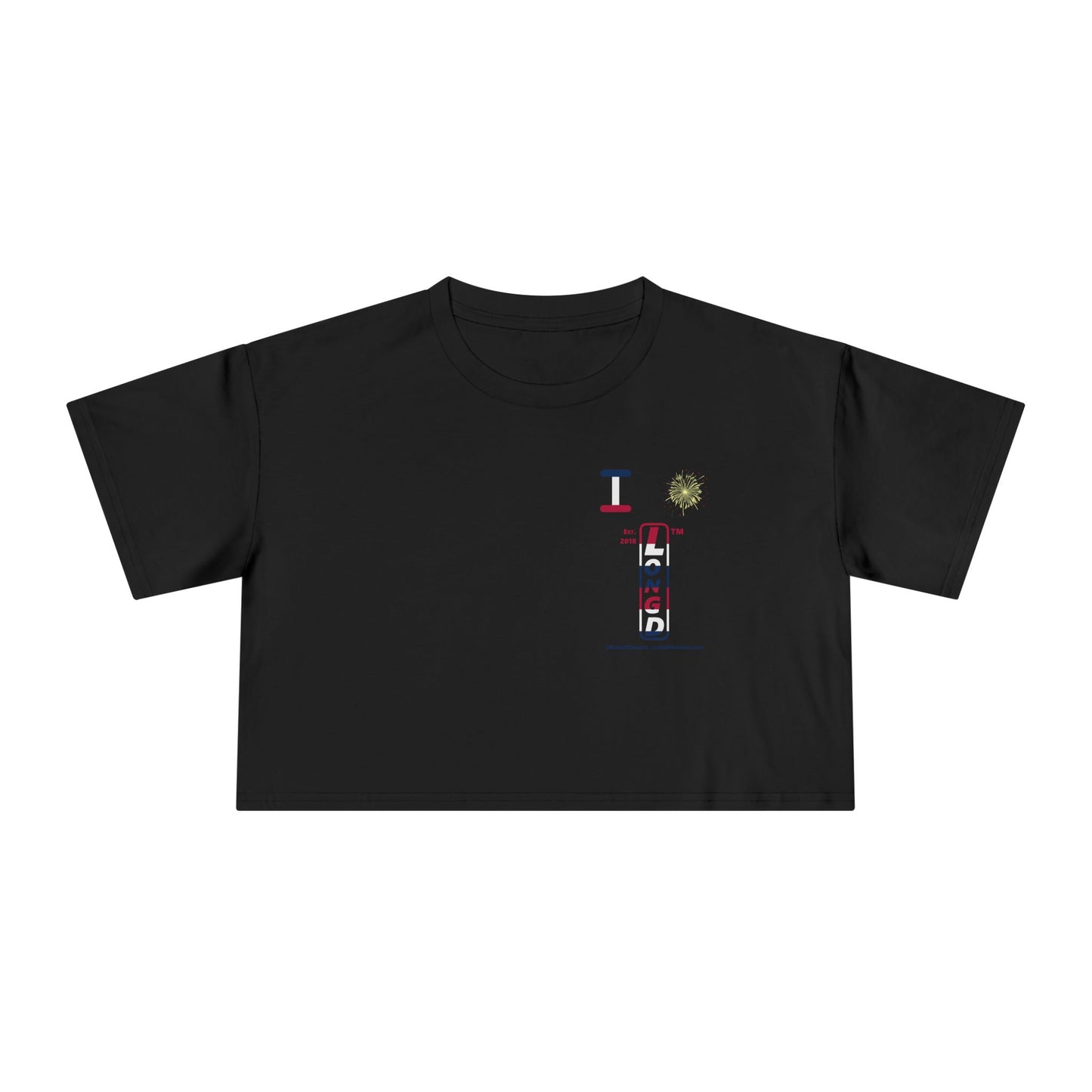 I burst LongD positive horizontal 6-striped single-breasted upright front-back tag-domain logo crop tee