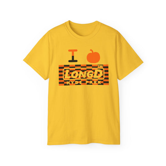 I pumpkin LongD Hyde Park negative tiled logo cotton tee