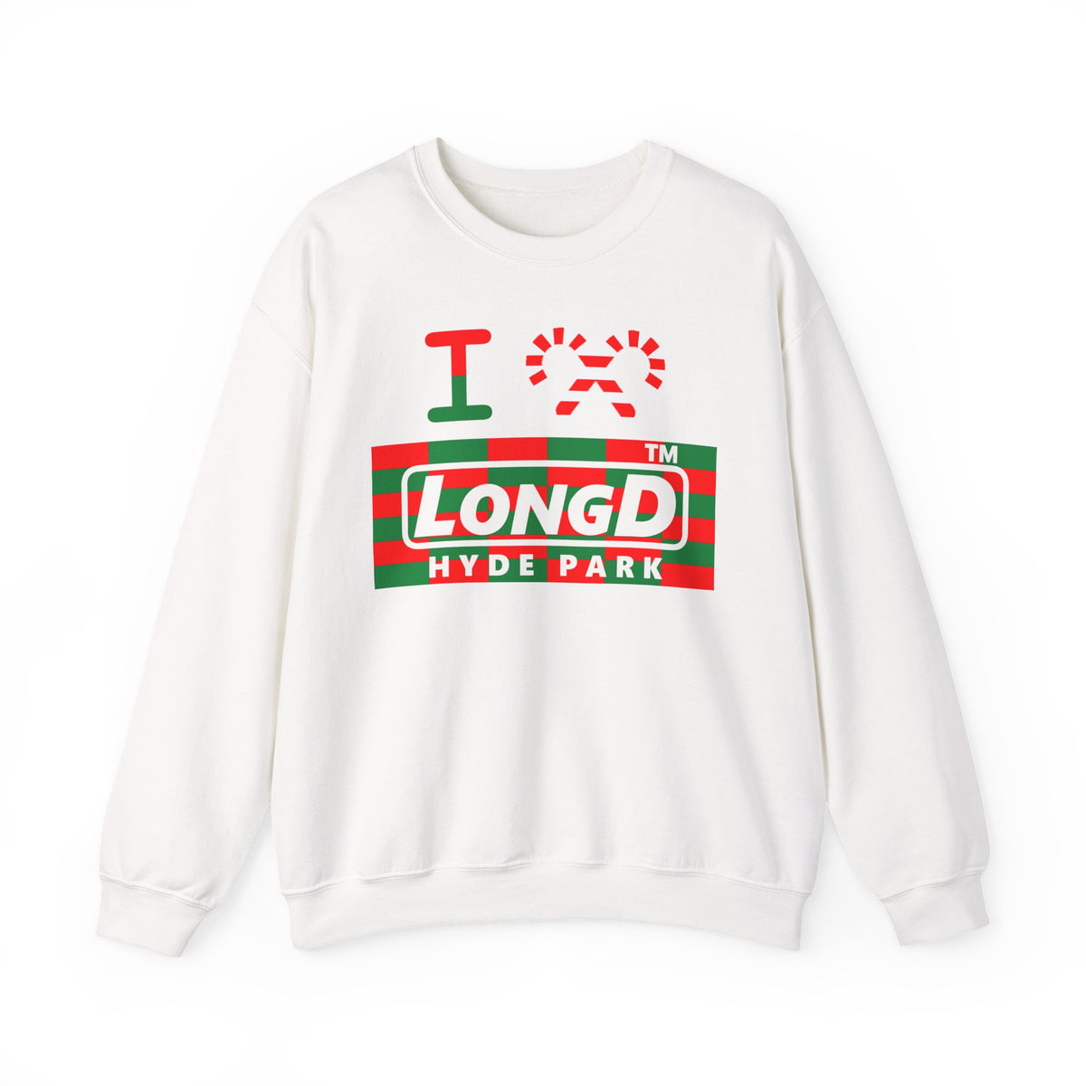 I candy cane LongD Hyde Park negative tiled logo crewneck sweatshirt
