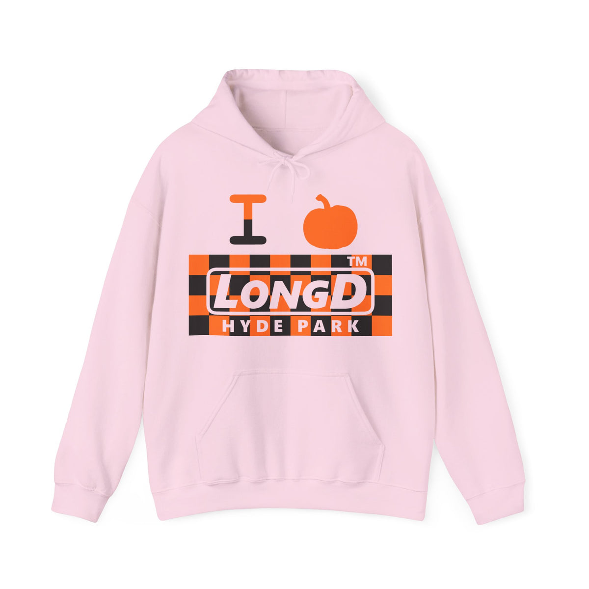 I pumpkin LongD Hyde Park negative checkered logo hoodie