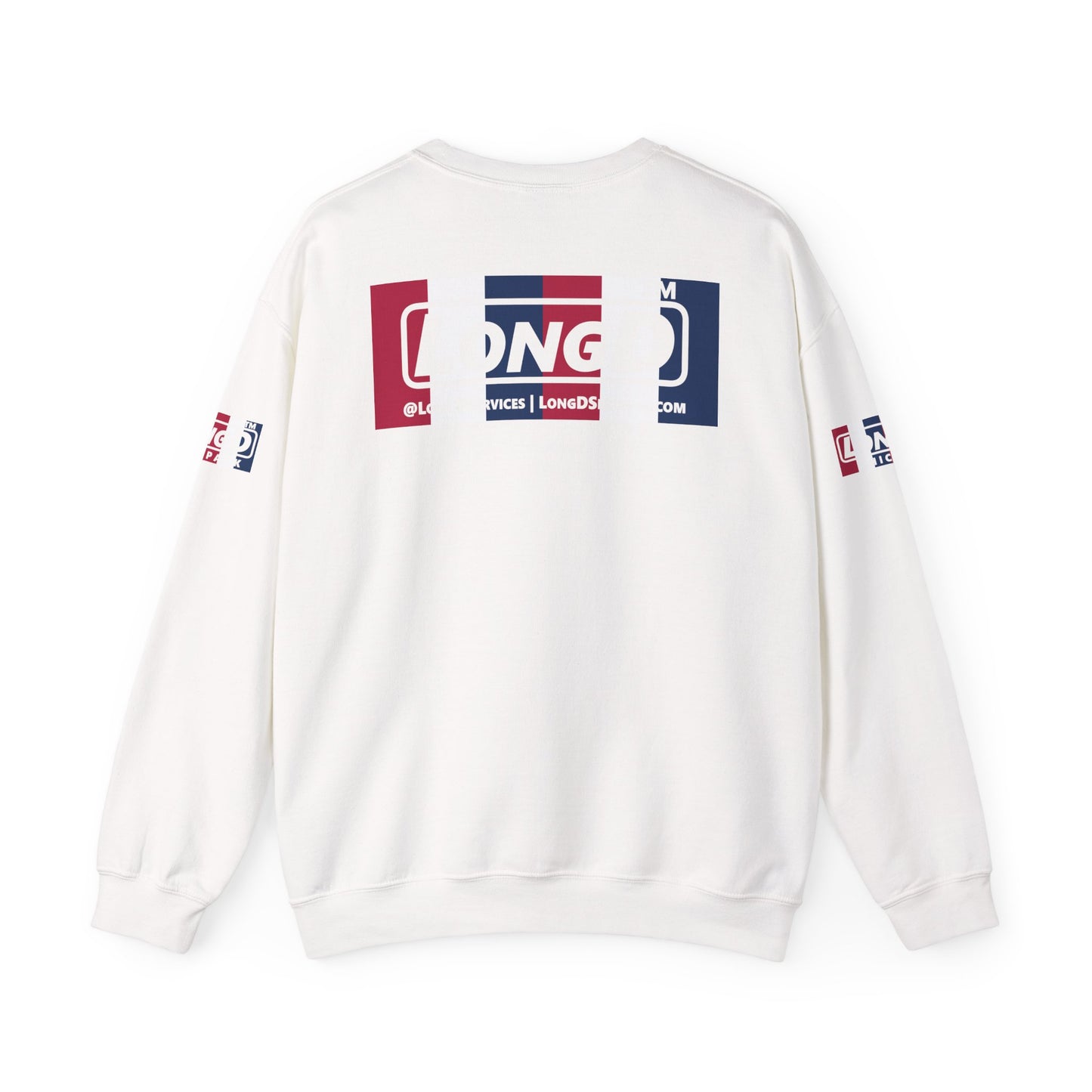 I firecracker LongD positive vertical 6-striped 4-print tag logo crewneck sweatshirt