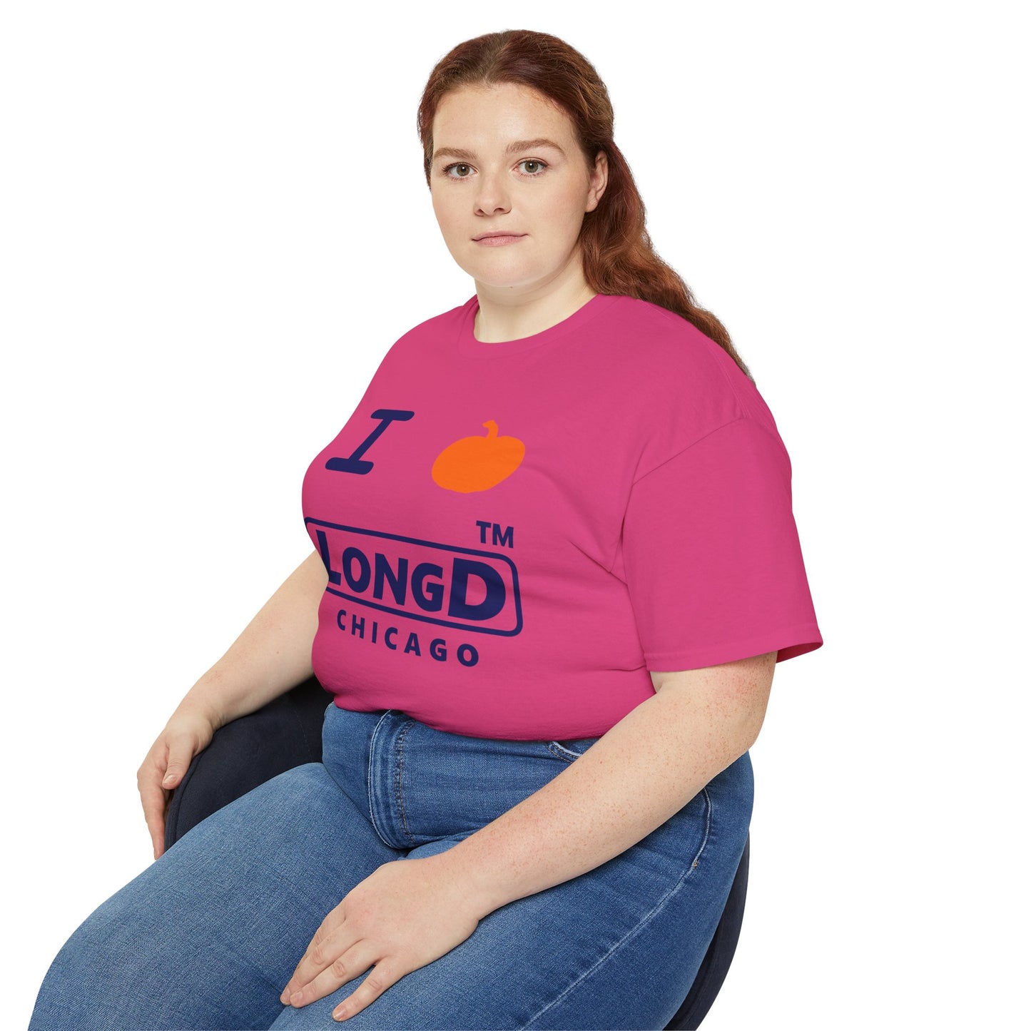 I Pumpkin LongD® Logo Cotton Tee positive blue basic Chicago logo