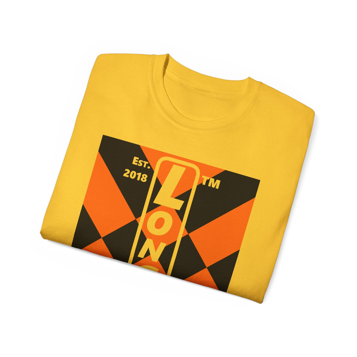 LongD Hyde Park negative upright mixed argyle logo (Halloween colors) cotton tee