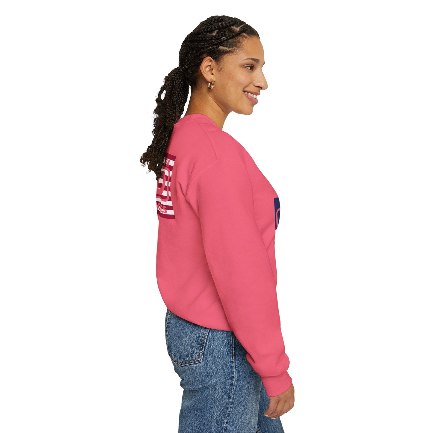 I firecracker LongD negative flag front-back tag-domain logo crewneck sweatshirt