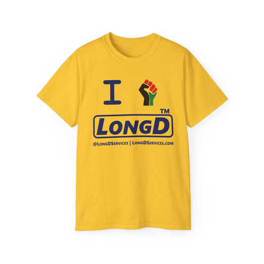 I fist LongD official tag-domain logo cotton tee with multicolored fist