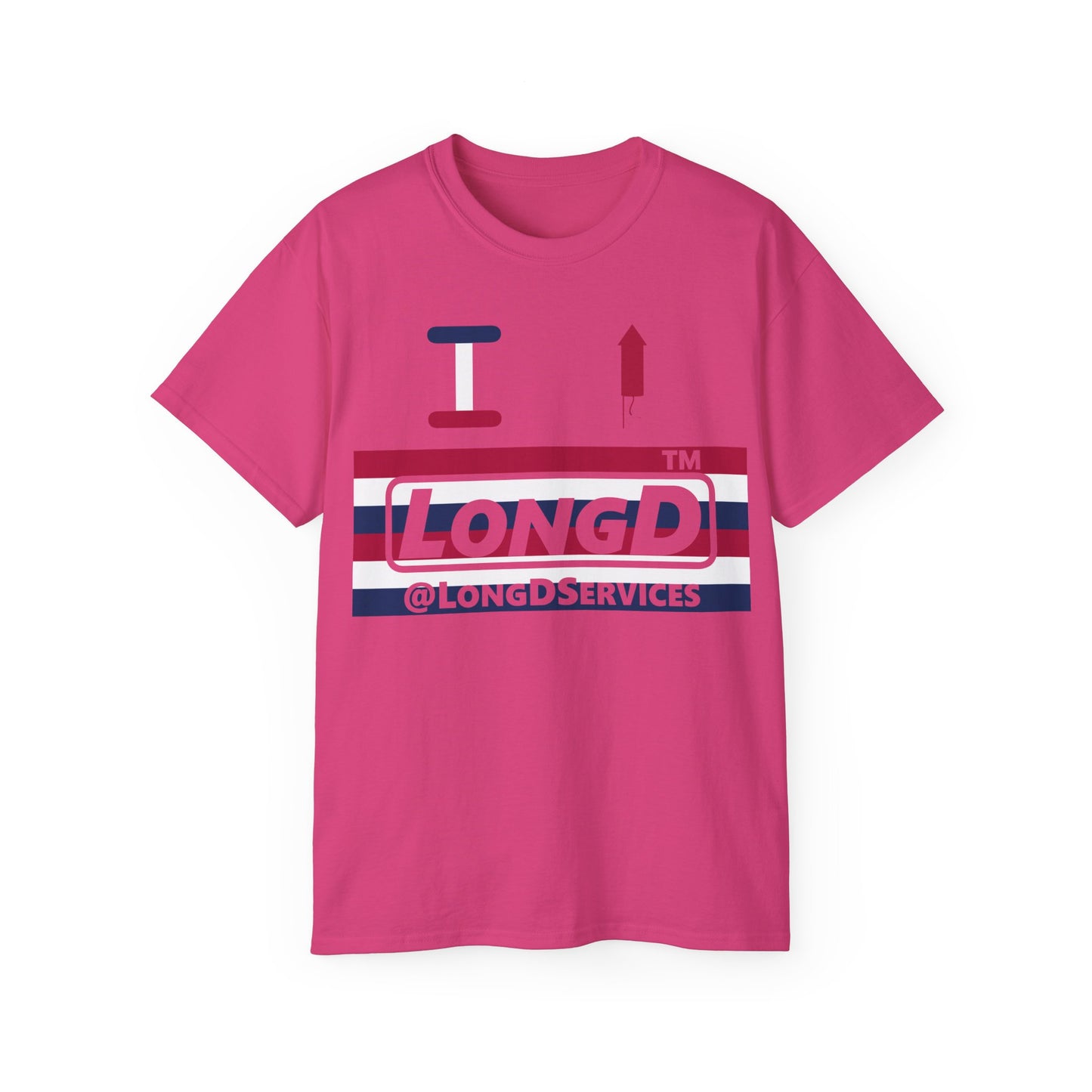 I firecracker LongD negative horizontal 6-striped tag logo cotton tee