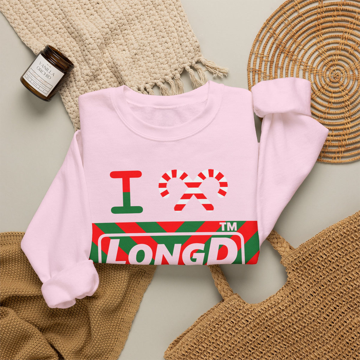 I candy cane LongD Hyde Park negative downward chevron logo crewneck sweatshirt