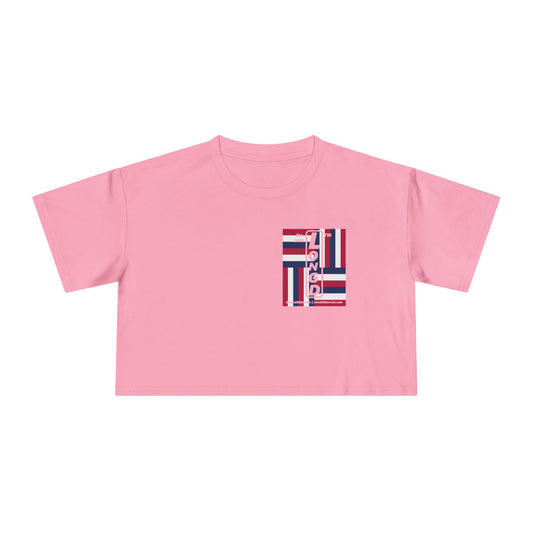 Negative windmill upright single-breasted tag-domain logo crop tee (Patriotic colors)