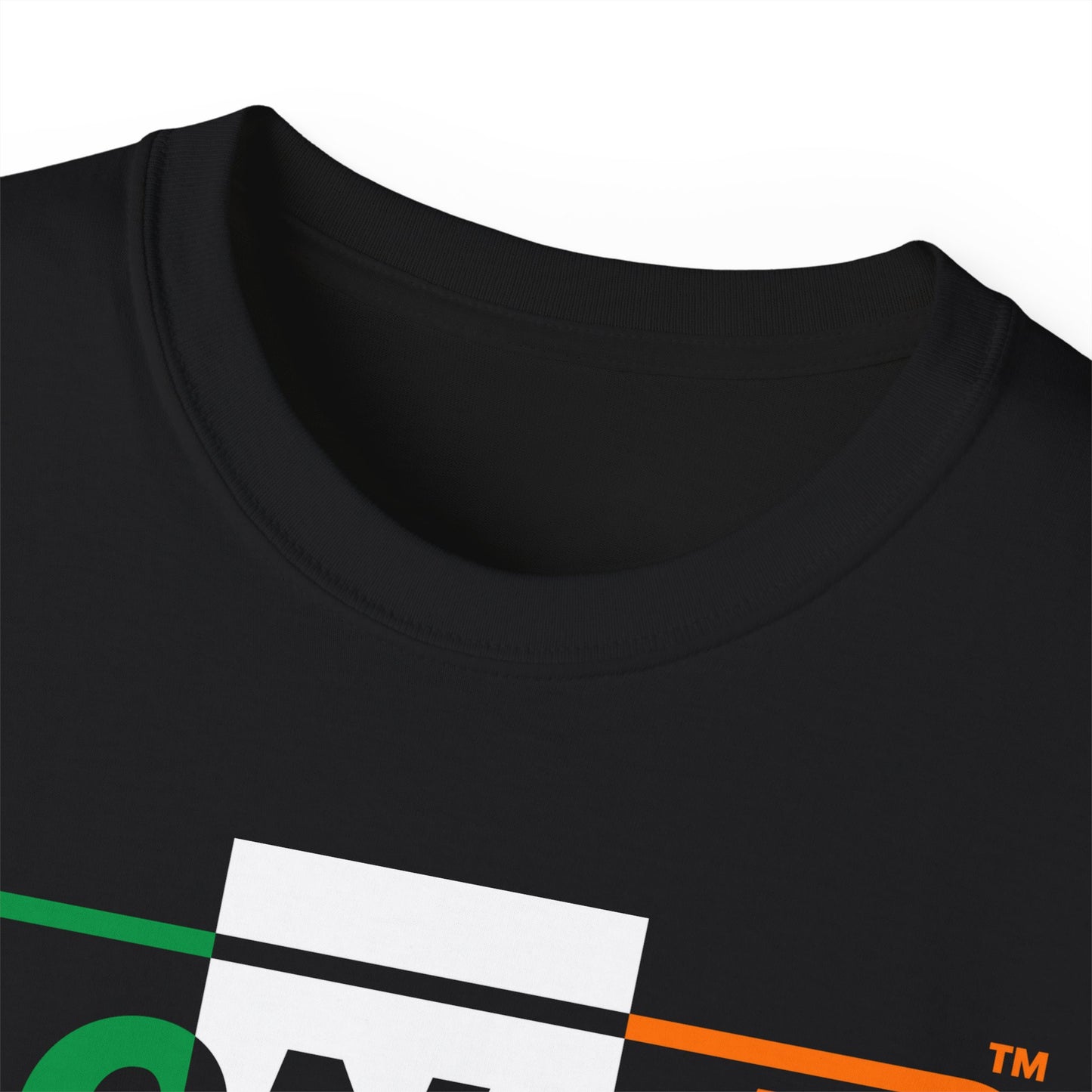LongD® Logo Cotton Tee (St. Patrick's Day -Irish Green, White and Irish Orange thirds top-bottom outer positive-negative split)