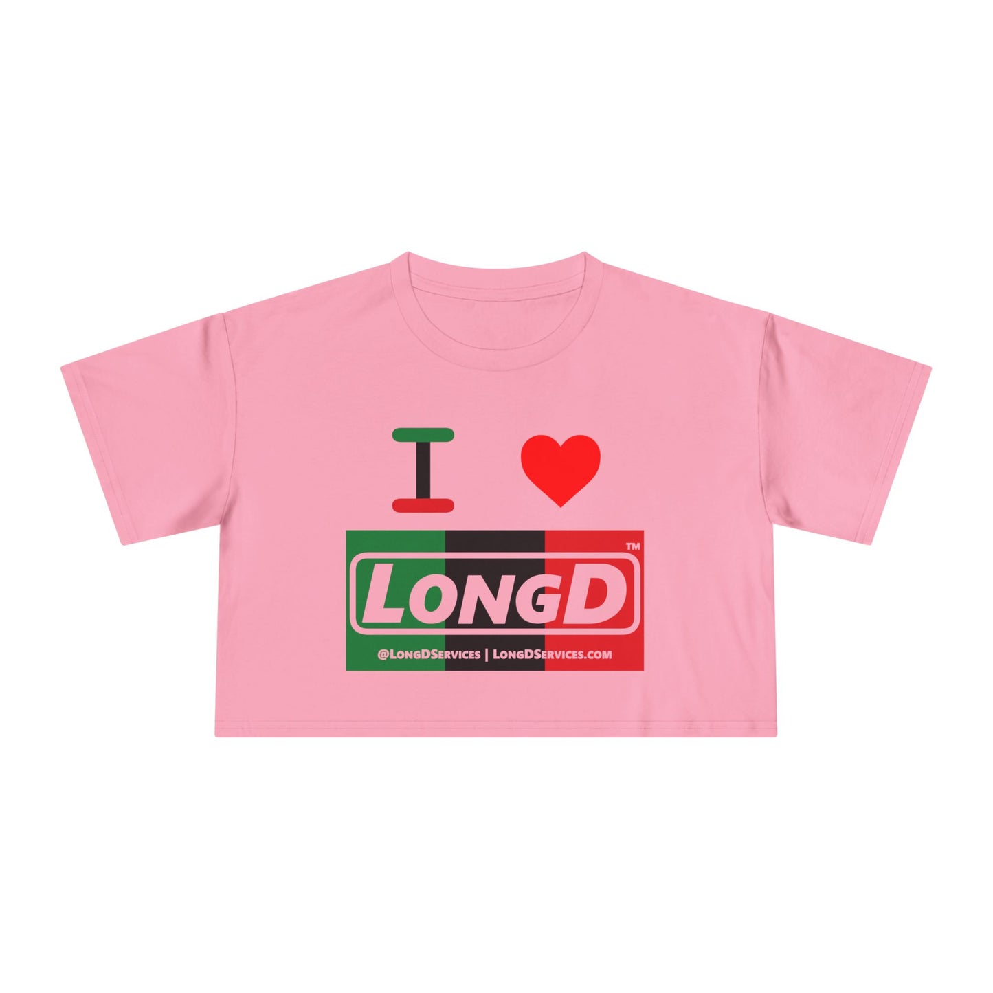 I Luv LongD Logo Women's Crop Tee (Juneteenth negative thirds logo)
