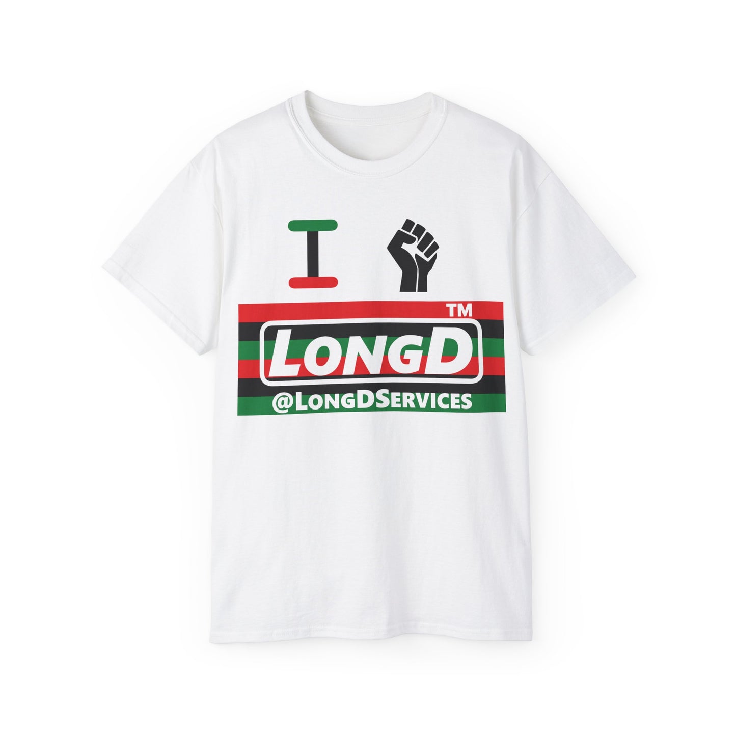 I fist LongD negative horizontal 6-striped tag logo cotton tee