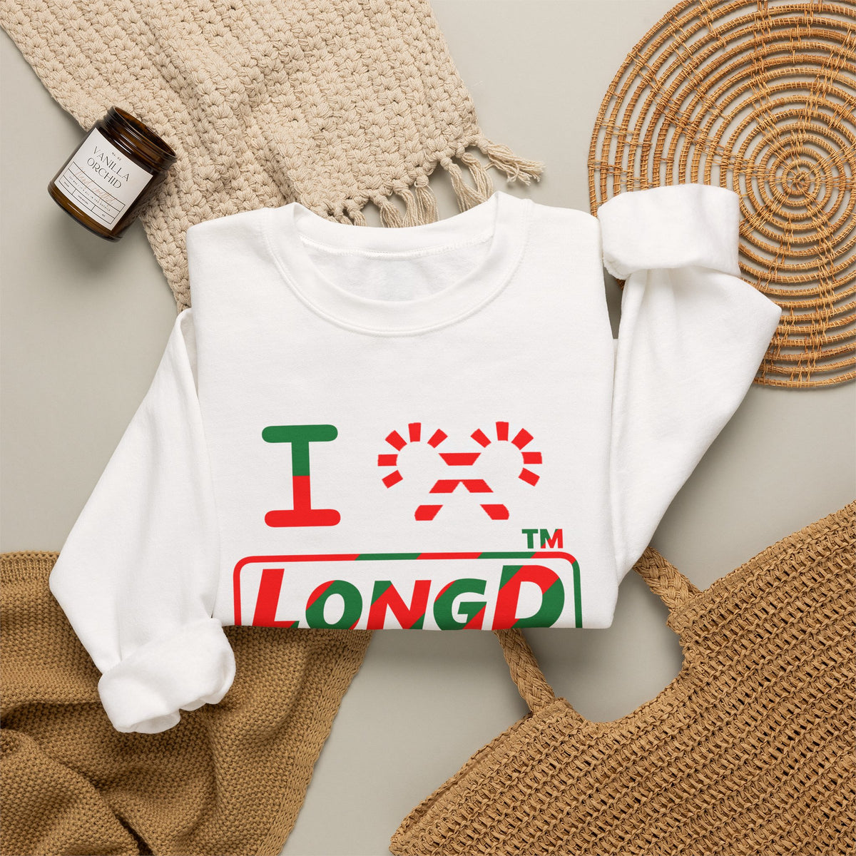 I candy cane LongD Hyde Park positive pixel-weighted 6-striped logo crewneck sweatshirt