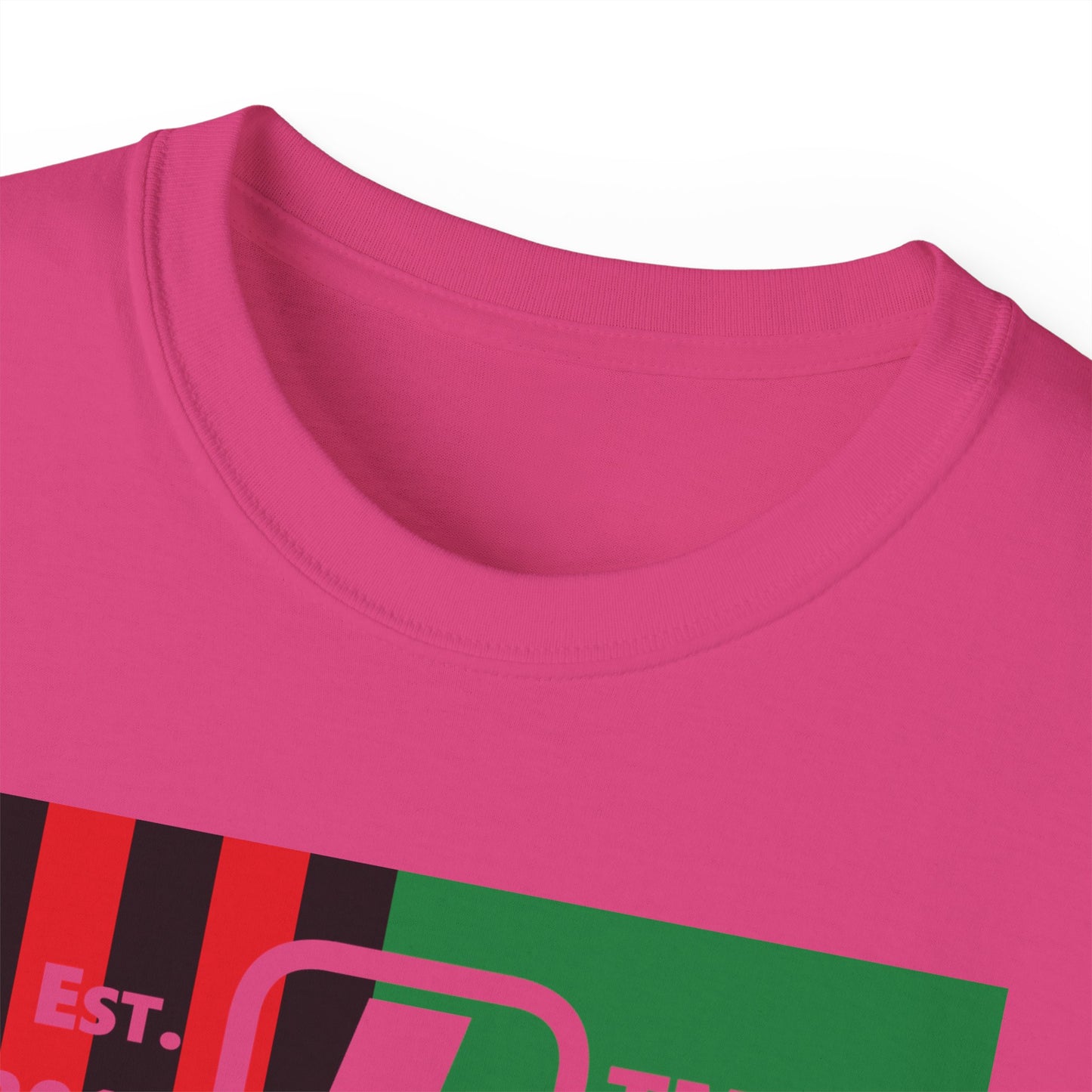 LongD Cotton Tee negative flag Chicago upright logo (Juneteenth colors)